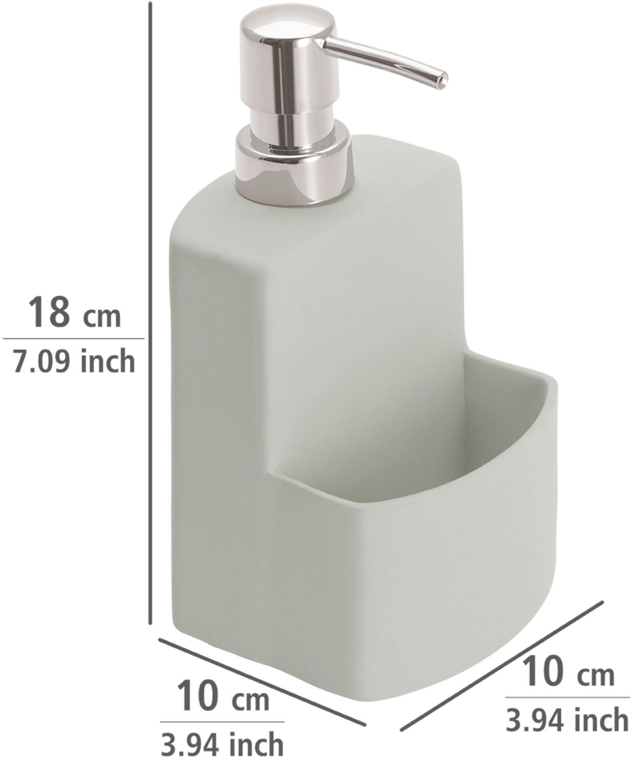 WENKO Spülmittelspender »Modell Festival«, aus Keramik, Soft-Touch Beschichtung, mit Spülschwamm-Fach, 380 ml