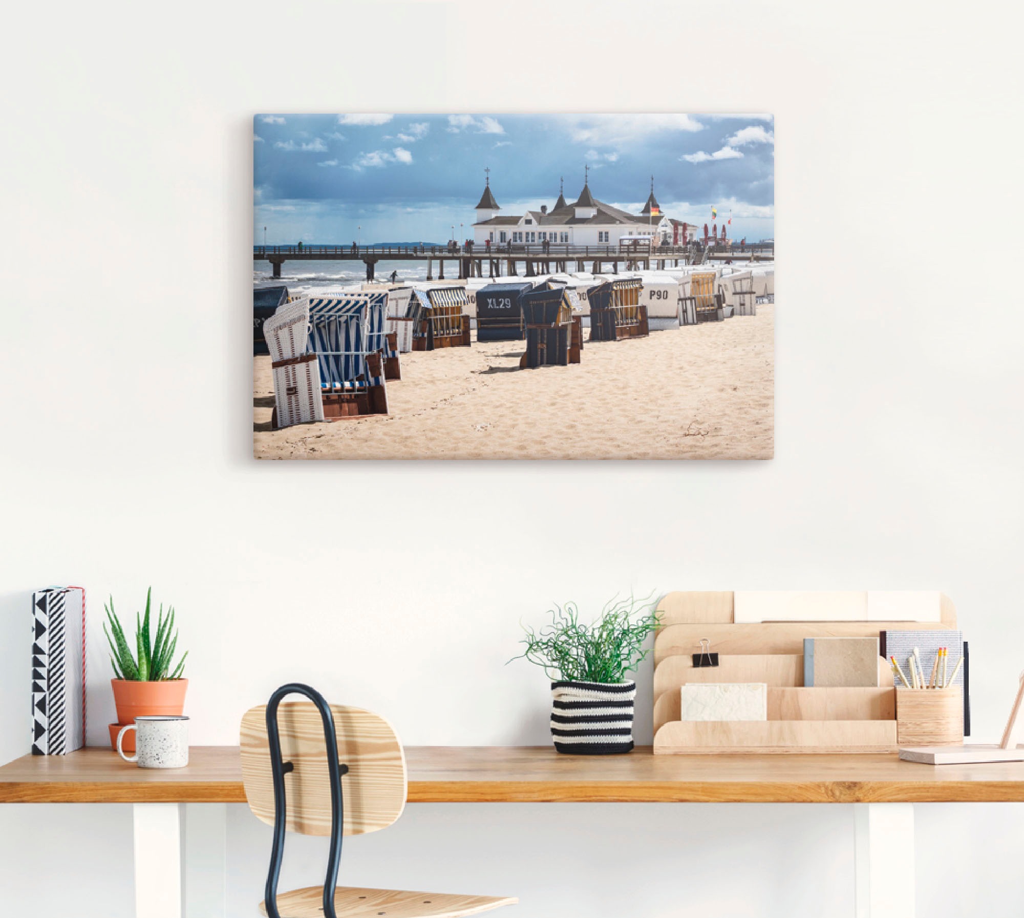 Artland Wandbild »Seebrücke in Ahlbeck Insel Usedom«, Strand, (1 St.), als Alubild, Leinwandbild, Wandaufkleber oder Poster in versch. Größen