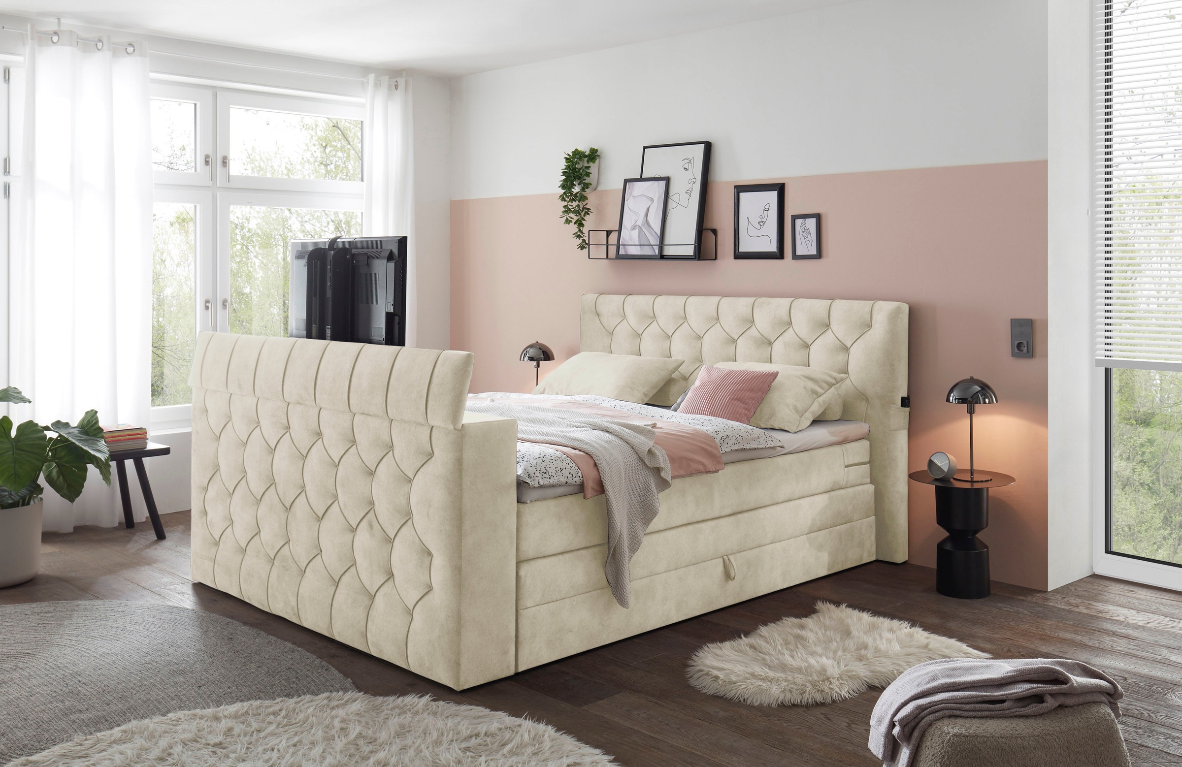 ED EXCITING DESIGN Boxspringbett »Springdale«, mit Bettkasten, motorisierte günstig online kaufen