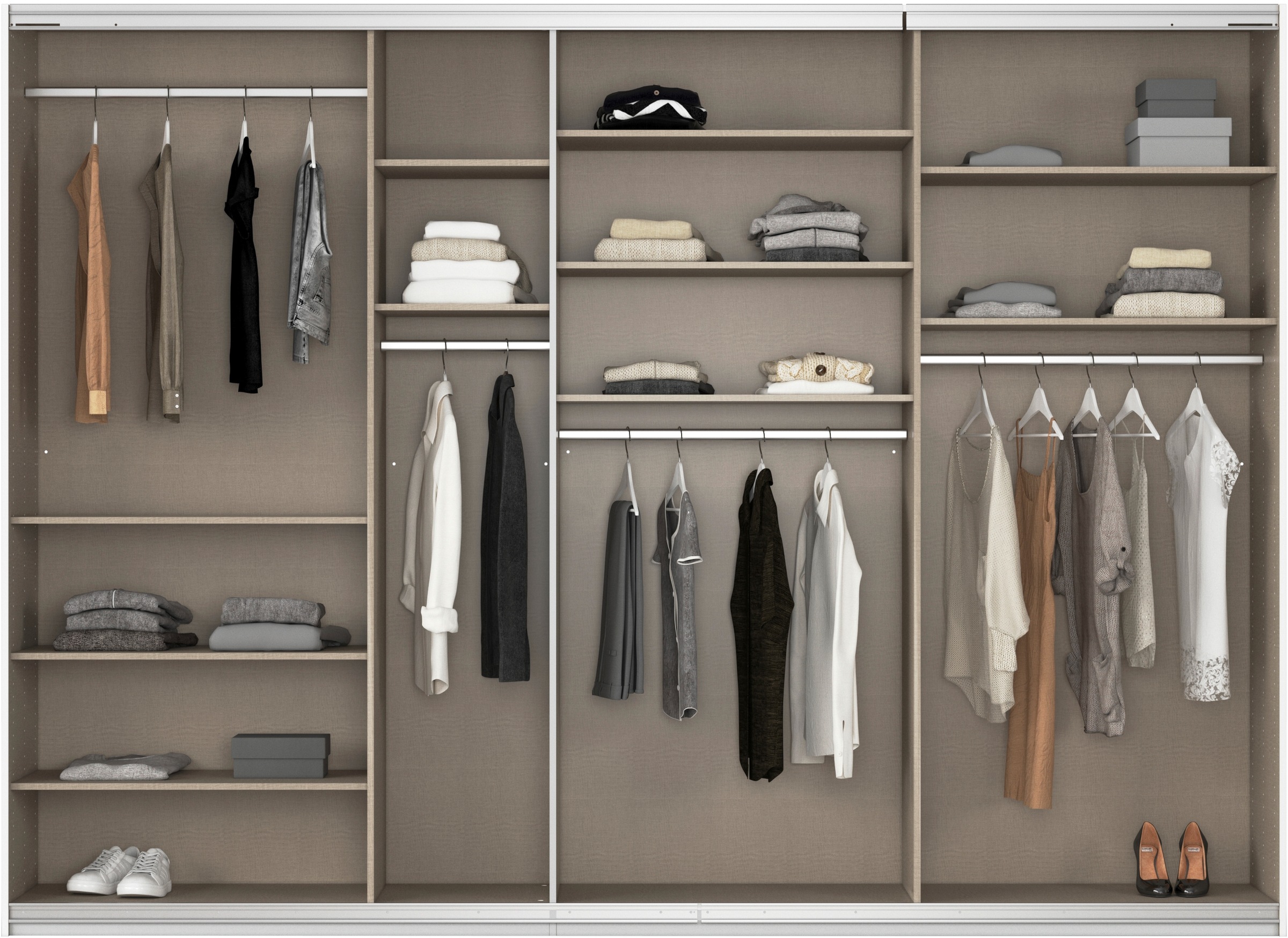 rauch Schwebetürenschrank »Kleiderschrank Kleiderschränke Schrank Garderobe AGORDO mit Glasfront«, durchdachte Innenausstattung, in 4 Breiten und 2 Höhen MADE IN GERMANY