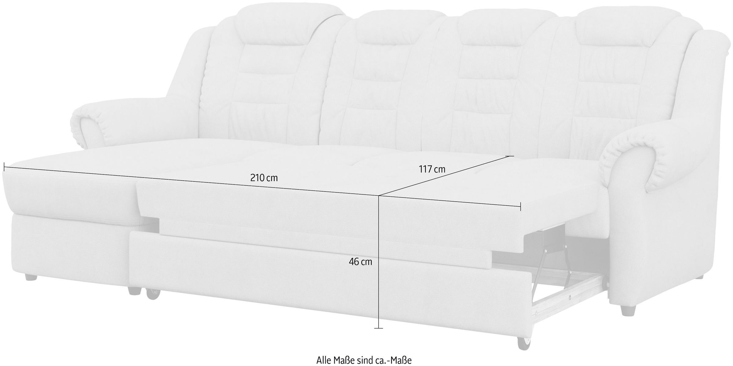Home affaire Ecksofa »Boston L-Form«, mit hoher Rückenlehne, wahlweise mit Bettfunktion