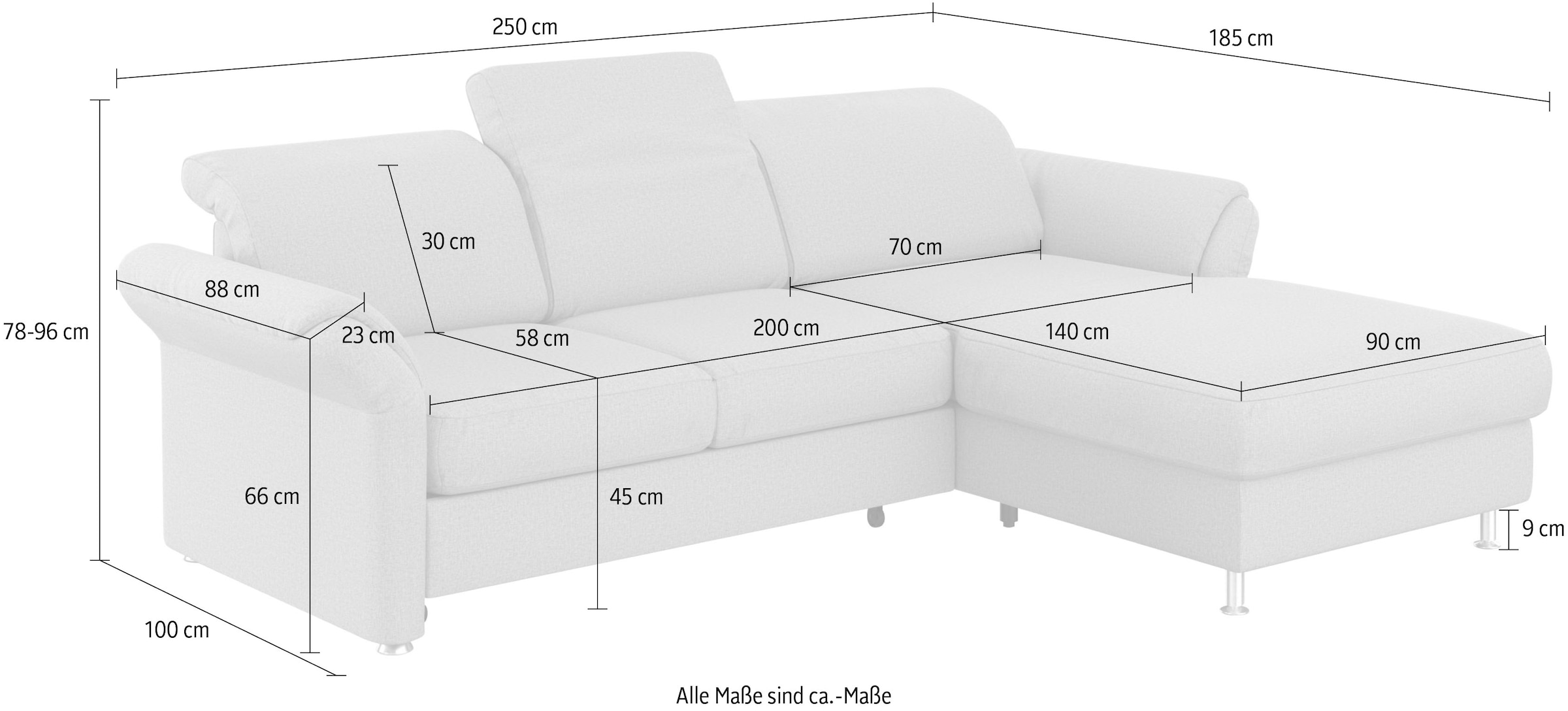 sit&more Ecksofa »Apulia L-Form«, wahlweise Bettfunktion, Bettkasten und Kopf- und Armteilverstellung