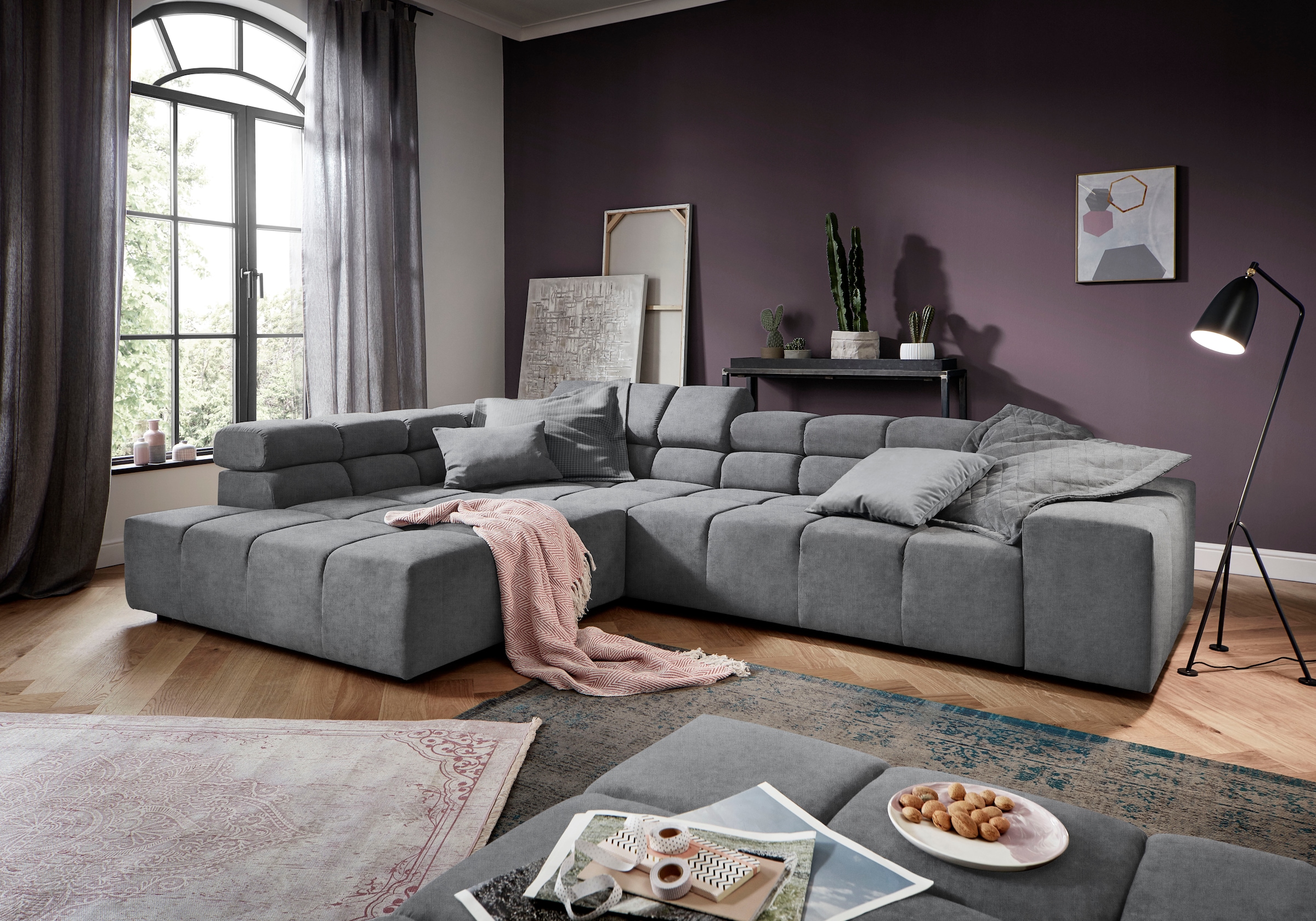 INOSIGN Ecksofa »Ancona incl. Kopfteilverstellung, OTTOs Choice, Breite 319cm, L-Form«, wahlweise motorische Sitztiefenverstellung, auch in Cord + Easy Care