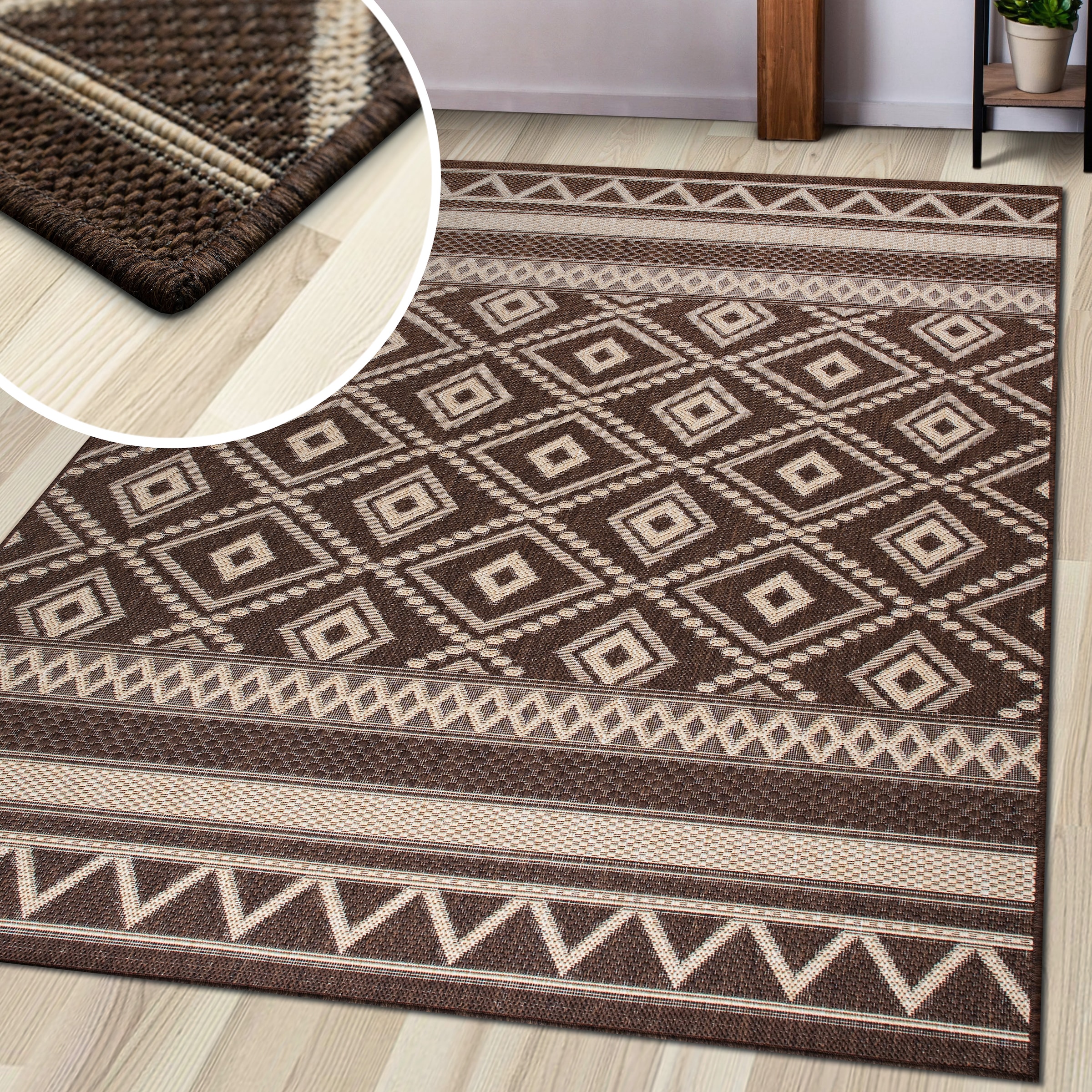 my home Teppich »Toronto auch als Läufer erhältlich«, rechteckig, 3 mm Höhe, In- und Outdoor geeignet, Sisal-Optik, Wetterfest & UV-beständig, Boho