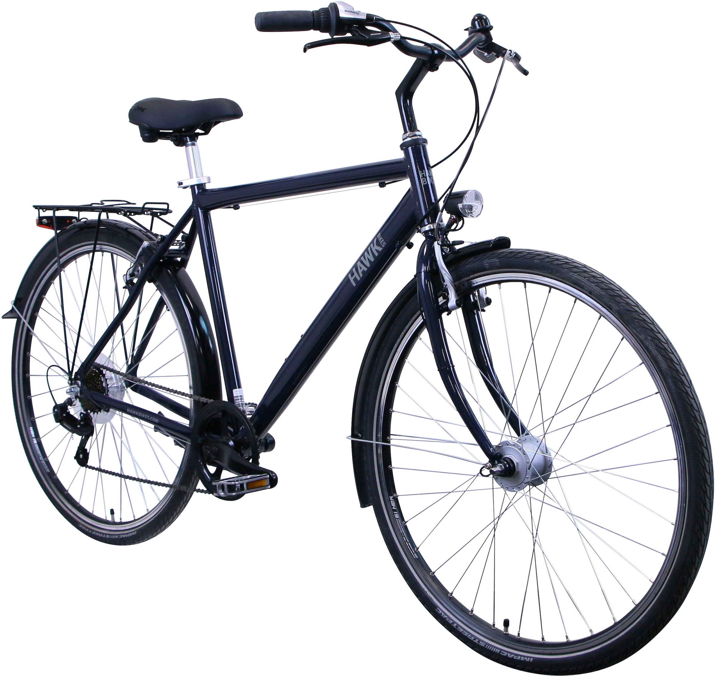 HAWK Bikes Cityrad »CityTrek Easy Blue Gent«, 7 Gang, Shimano, Tourney Schaltwerk, Kettenschaltung, für Damen und Herren, Kettenschaltung