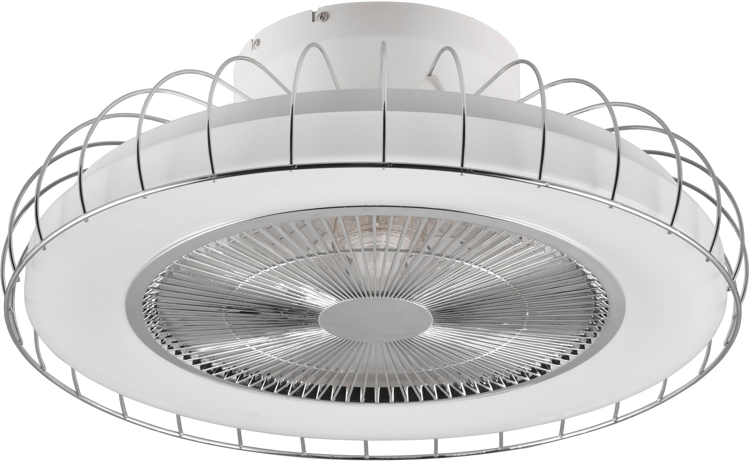 REALITY Leuchten LED Deckenleuchte »Sandfjord Deckenventilator«, 1 flammig, Leuchtmittel LED-Board | LED fest integriert, Deckenlampe, Ventilator 3 Stufen,WiZ Smart Home,Lichtfarbe einstellbar