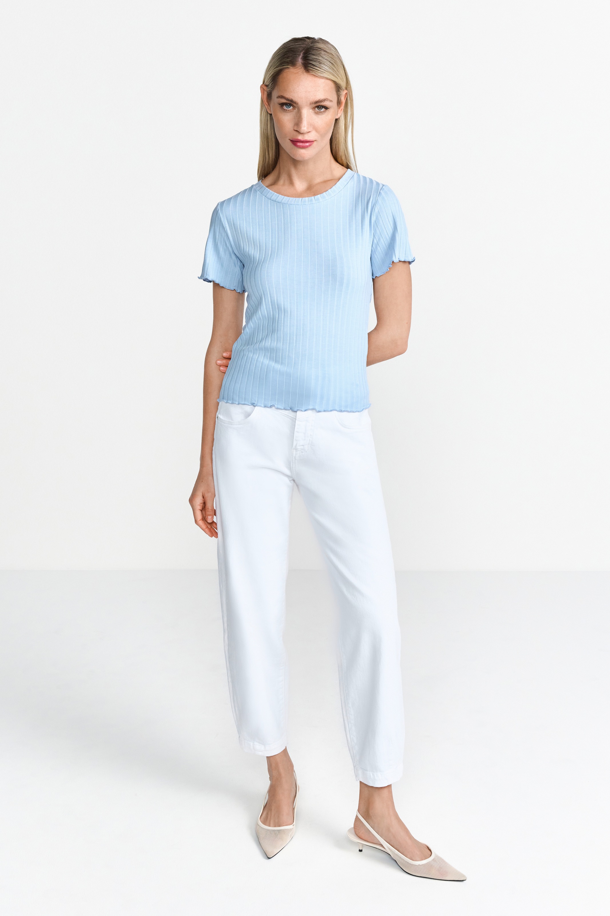 RICHROYAL Kurzarmshirt Mit gewelltem Saum an Rumpf und Ärmeln