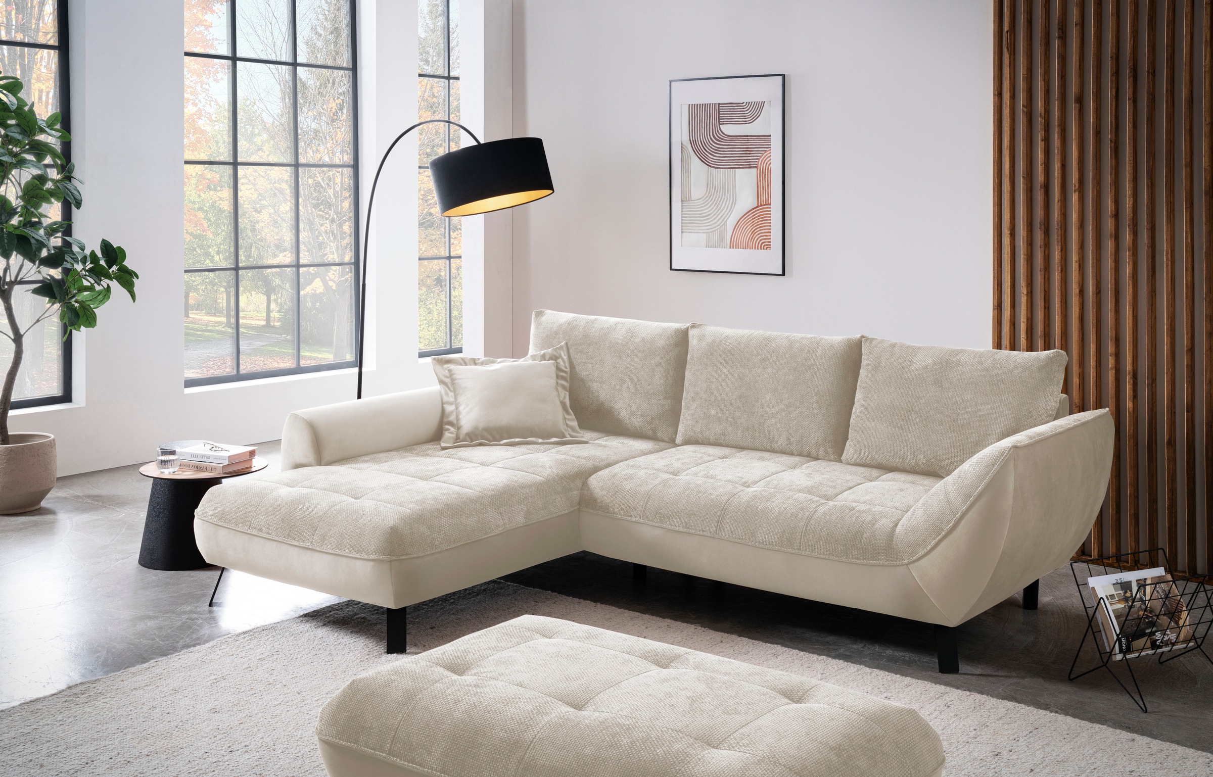exxpo - sofa fashion Ecksofa »Bellinii, Materialmix, Strukturbezug und pfle günstig online kaufen