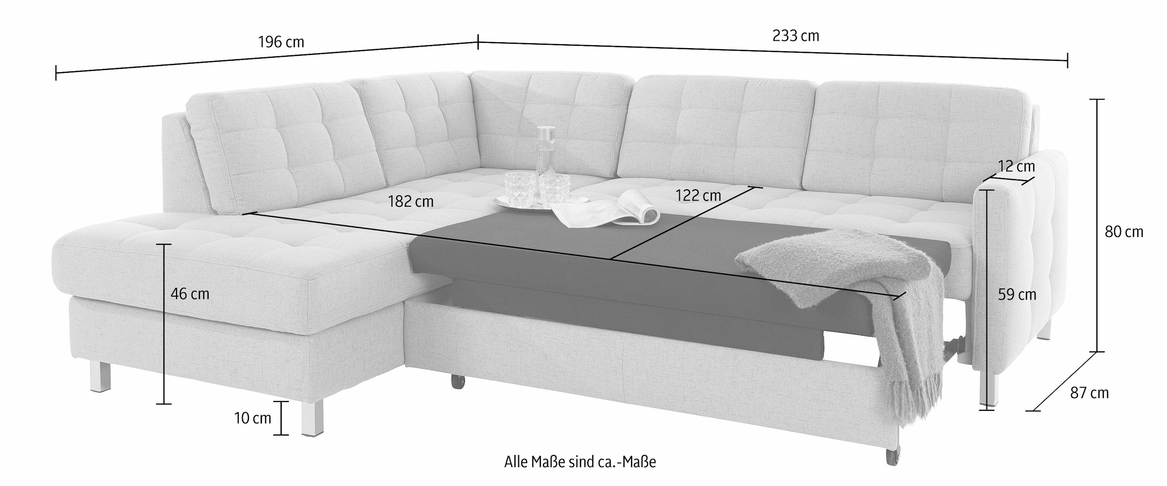 sit&more Ecksofa »Picasso L-Form«, wahlweise mit Bettfunktion und Bettkasten