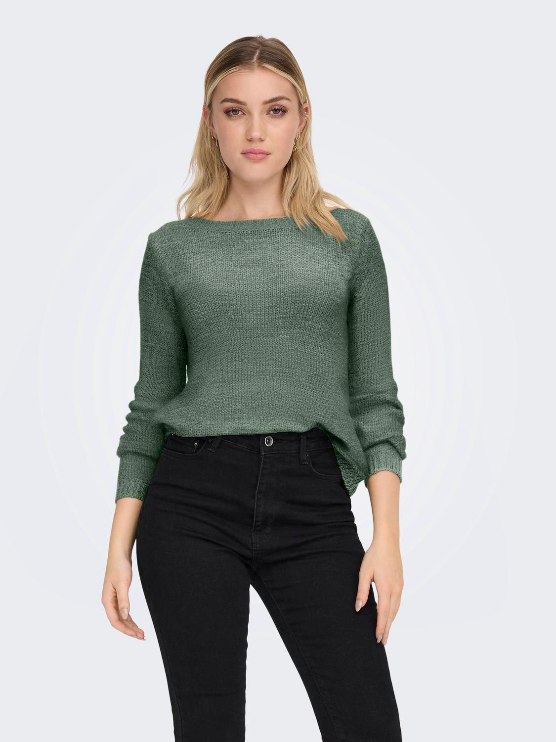 Strickpullover ONLGEENA XO L/S PULLOVER KNT NOOS, Gr. XL (42), Sea Spray