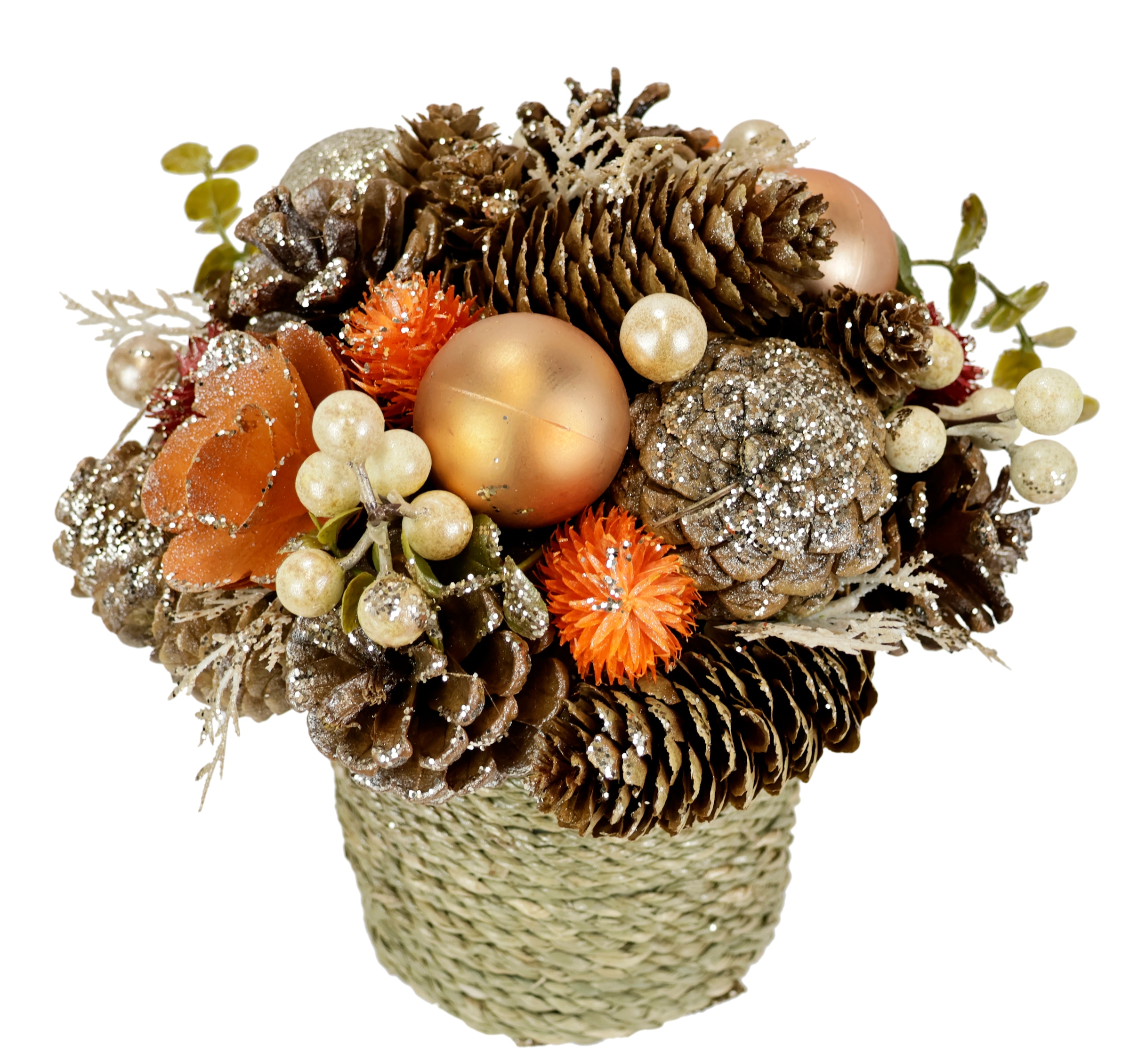 I.GE.A. Kunstblume »Natur-Gesteck Zapfen« Trockenblumen Christbaumkugeln Be günstig online kaufen