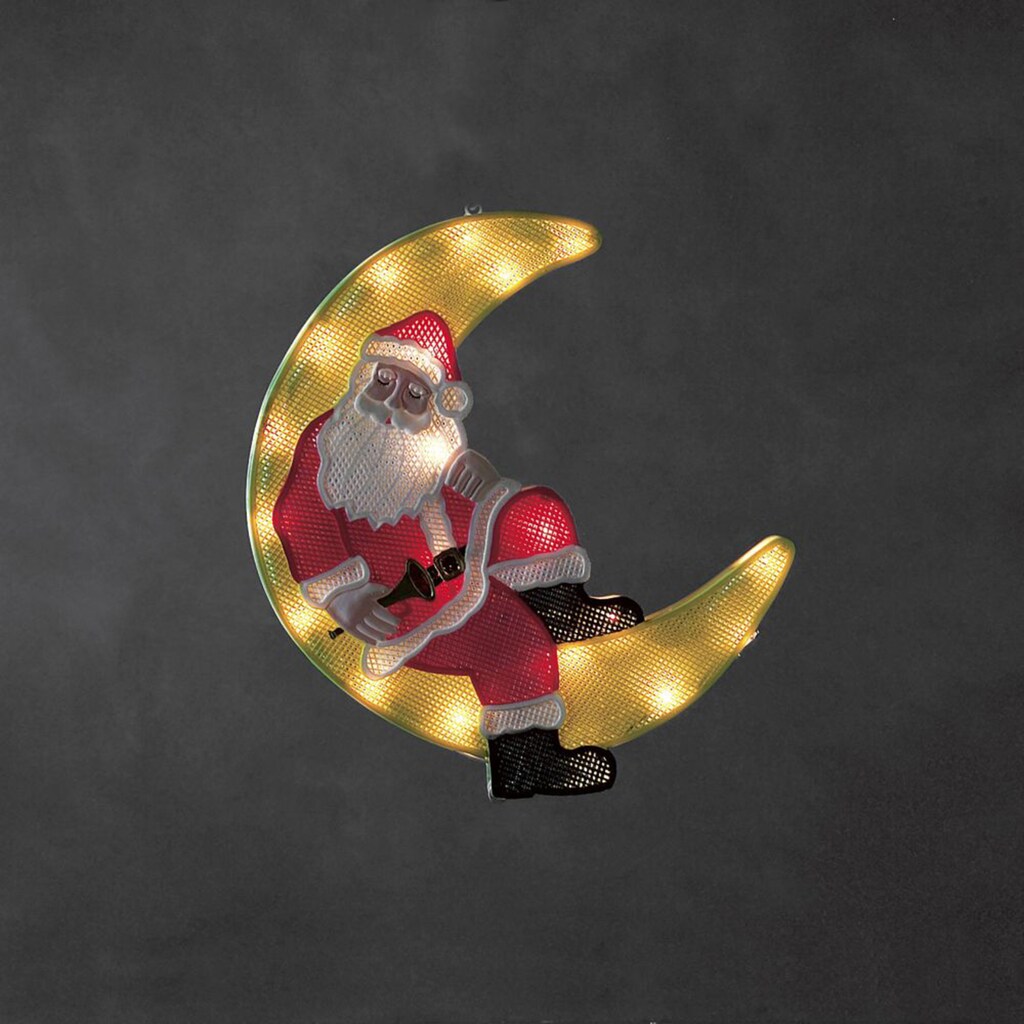 KONSTSMIDE LED Fensterbild »LED Fensterbild Weihnachtsmann im Mond, Höhe ca. 39,5 cm«