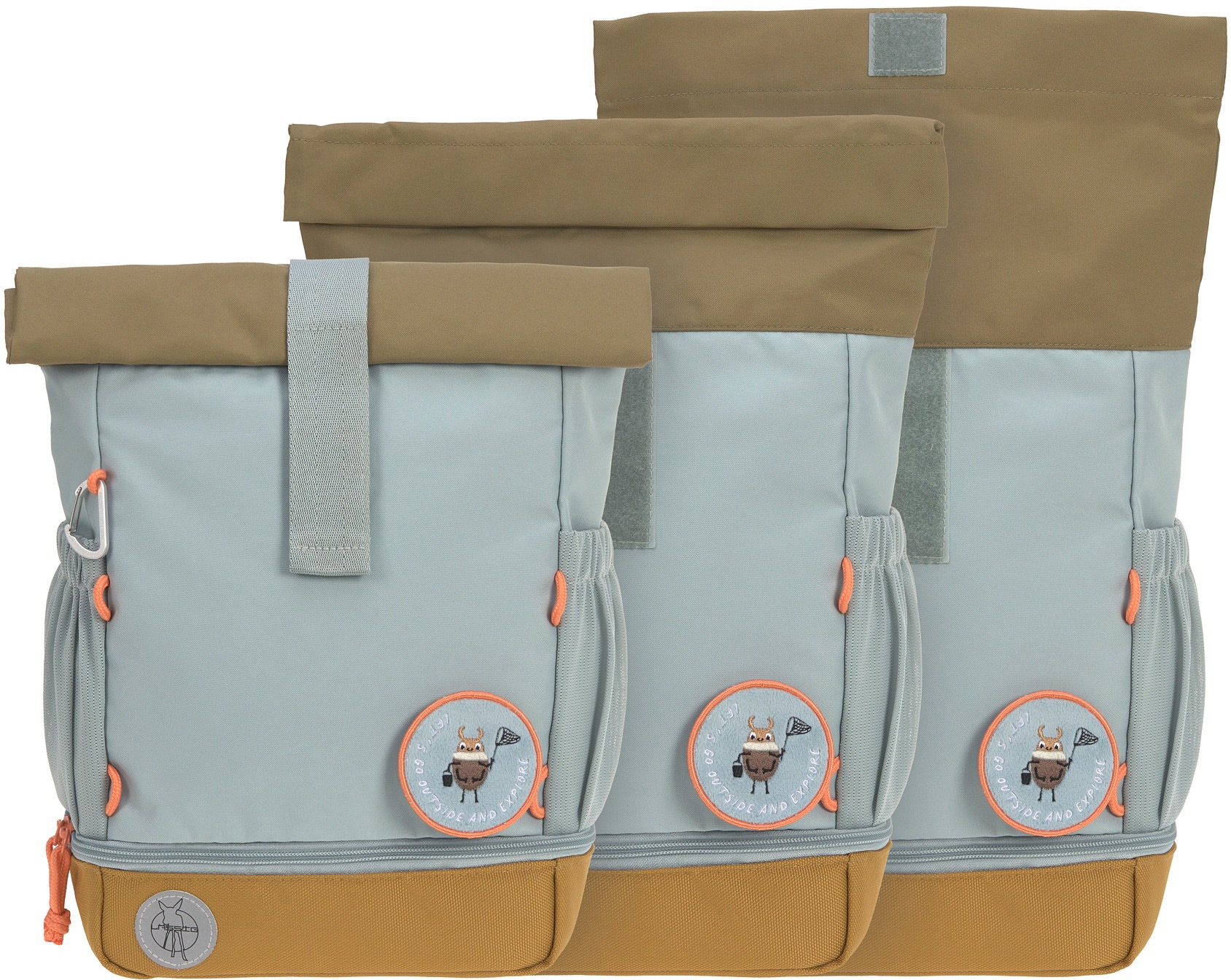 LÄSSIG Kinderrucksack »Nature, Mini Rolltop Backpack, Light Blue«, Reflektoren, aus recycelten PET-Flaschen