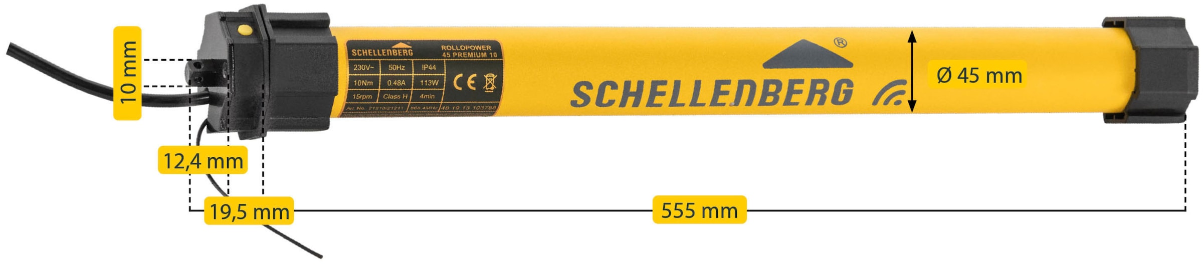 SCHELLENBERG Rollladenmotor »Premium, Rohrmotor mit Funk Endlageneinstellung«, geeignet für 60 mm Rollladenwellen, Maxi, 10 Nm, Zugkraft 20 kg