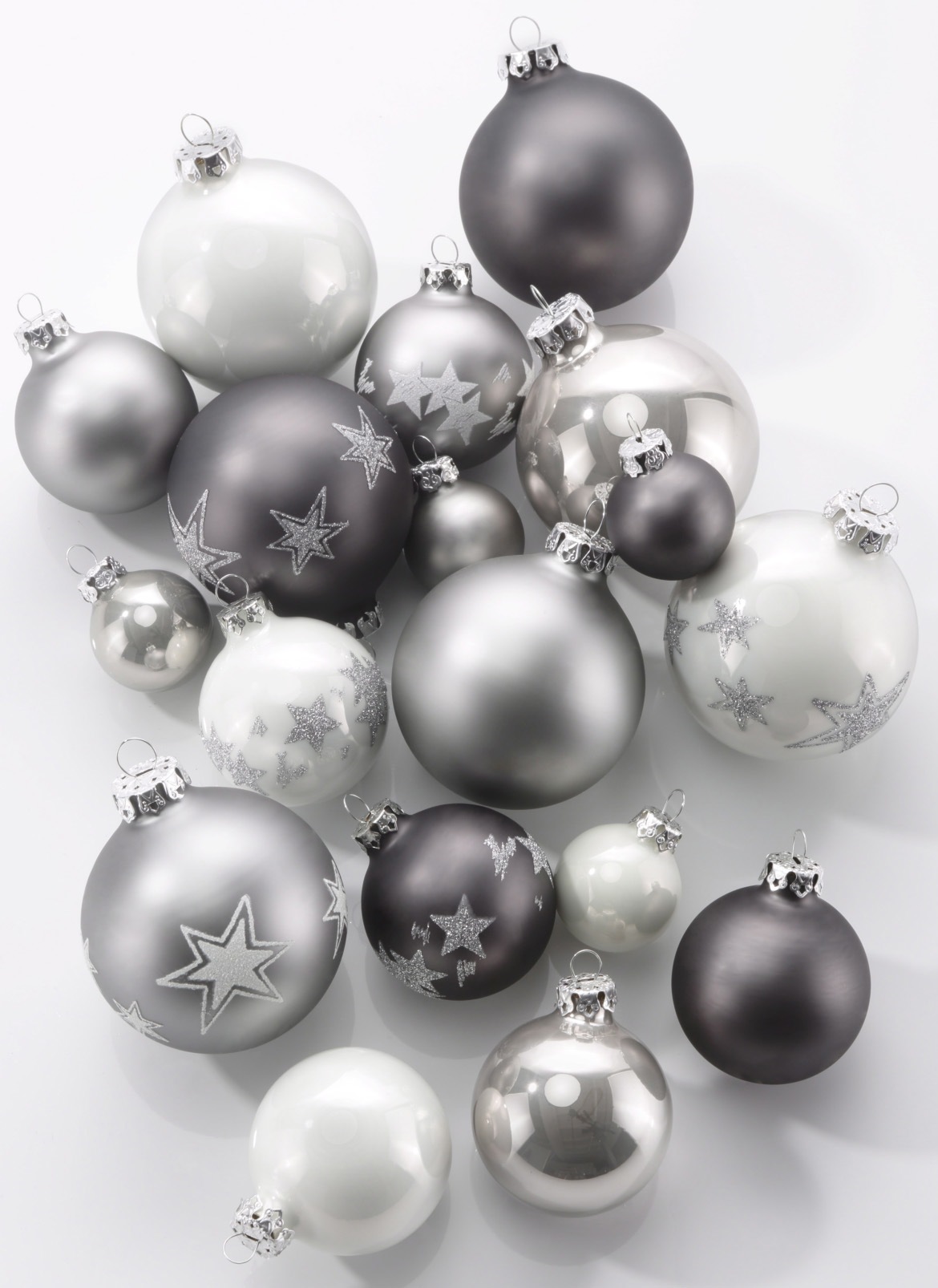 my home Weihnachtsbaumkugel »Chrome, Weihnachtsdeko, Christbaumschmuck, Christbaumkugeln Glas«, (Set, 30 St.), mundgeblasen und handdekoriert