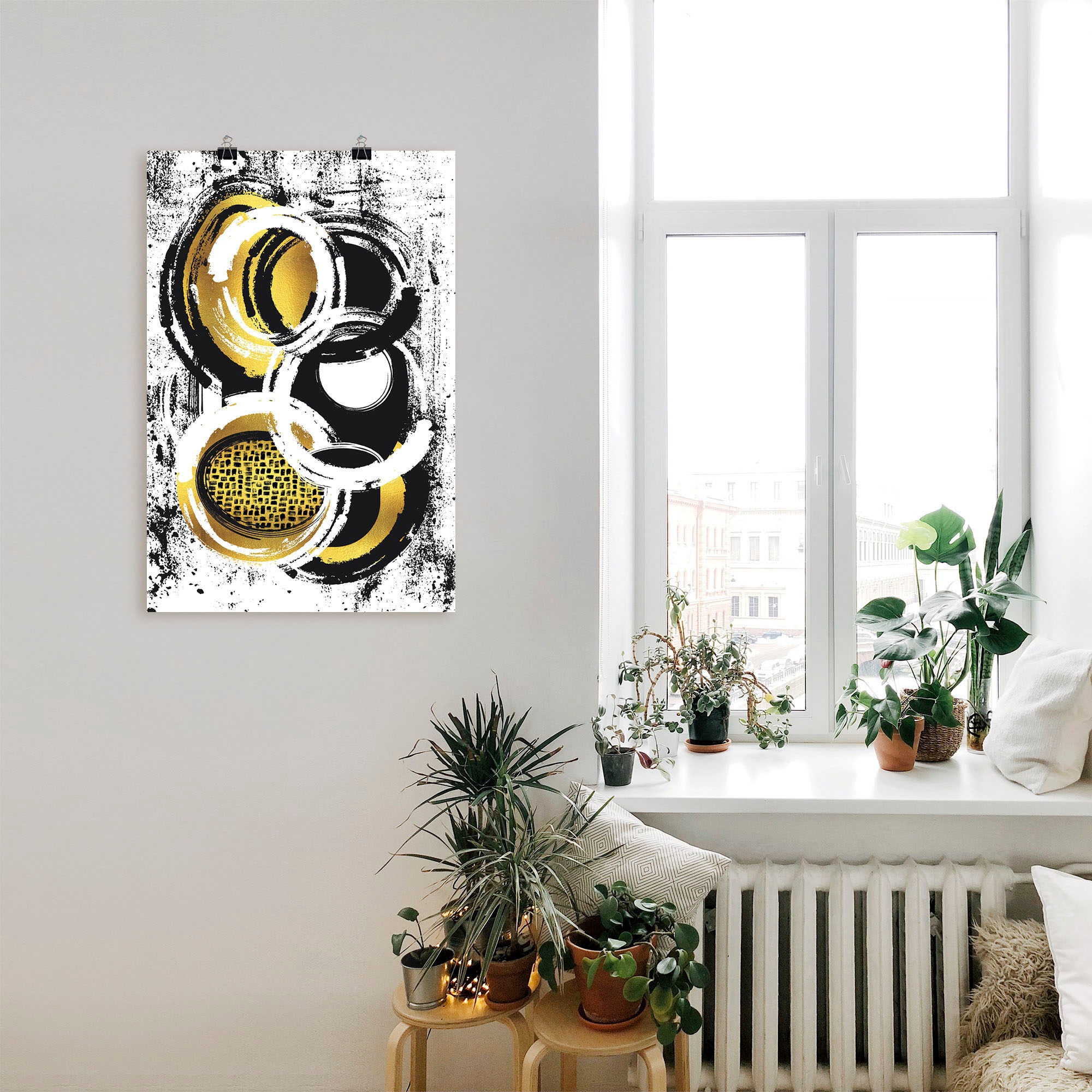 Artland Wandbild »Abstrakte Malerei Nr. 2 gold«, Muster, (1 St.), als Leinwandbild, Poster, Wandaufkleber in verschied. Größen