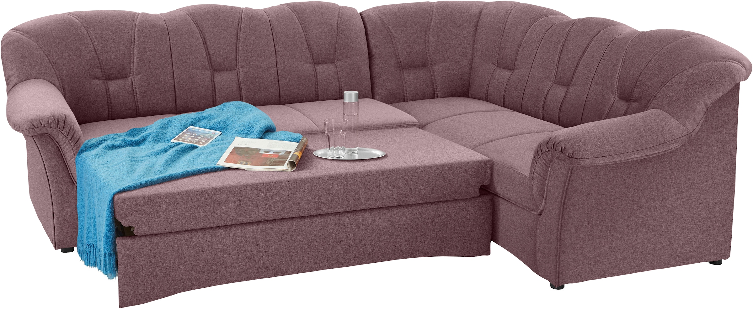 DOMO collection Ecksofa »Papenburg B/T/H: 242/190/84 cm L-Form«, wahlweise mit Bettfunktion, Langer Schenkel links oder rechts