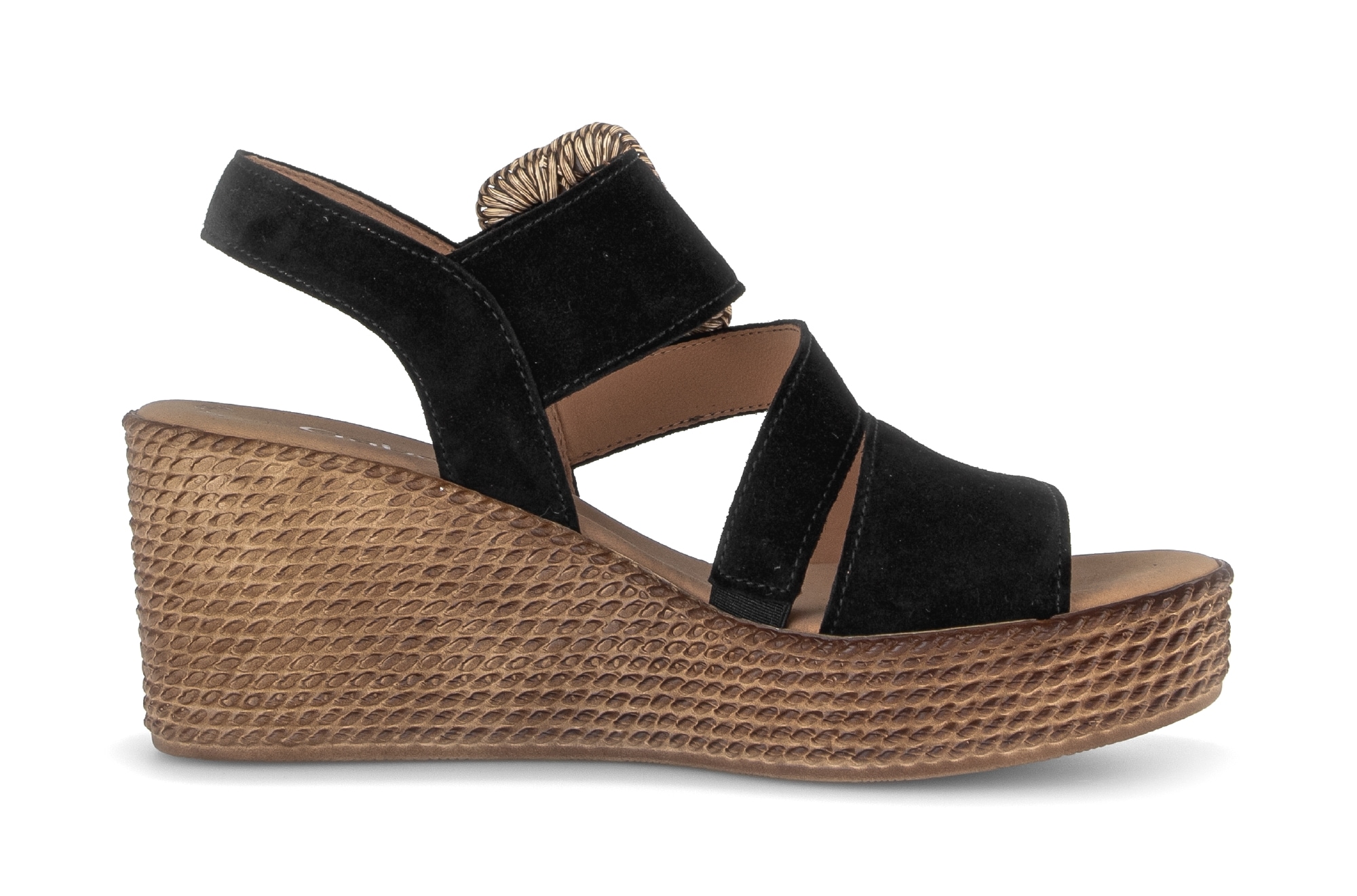 Gabor Keilsandalette  , Sommerschuh, Riemchensandale mit auffälliger Zierschnalle