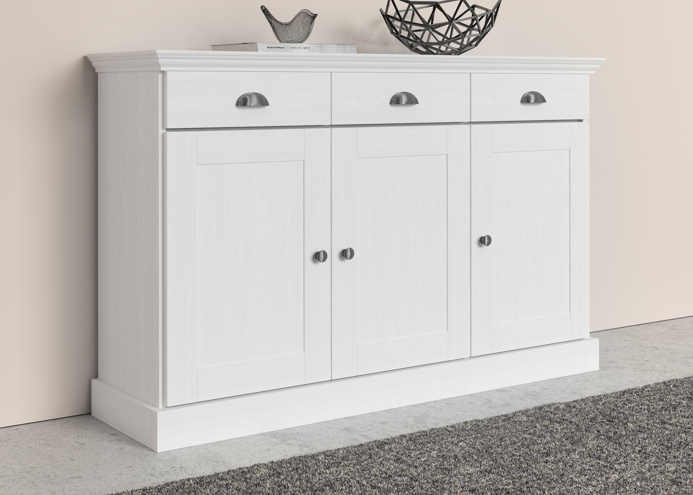 Home affaire Sideboard »Motala«, Kommode, 3 Schubladen und 2 verstellbare Einlegeböden, Breite 125 cm
