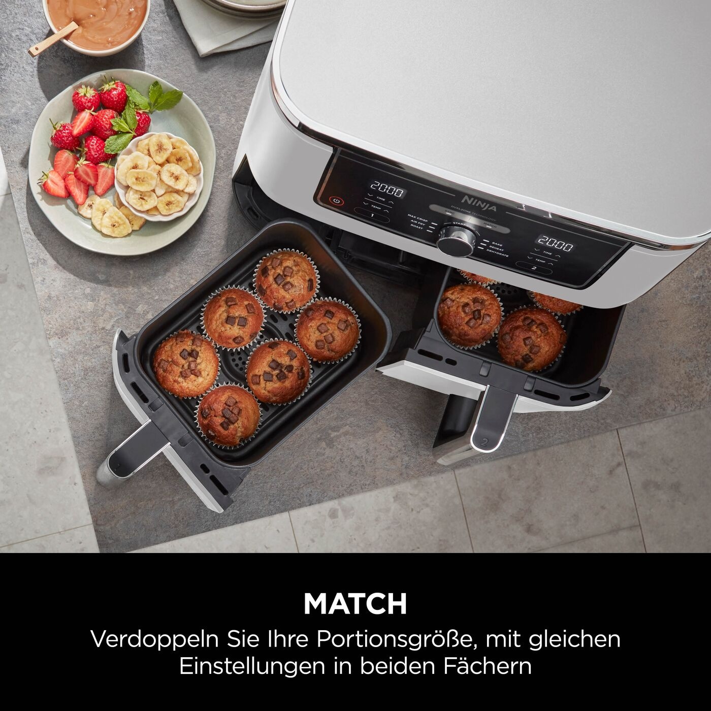 NINJA Heißluftfritteuse »Foodi MAX Dual Zone Heißluftfritteuse AF400EUWH« 2470 W Zwei Gerichte auf zwei Arten gleichzeitig garen