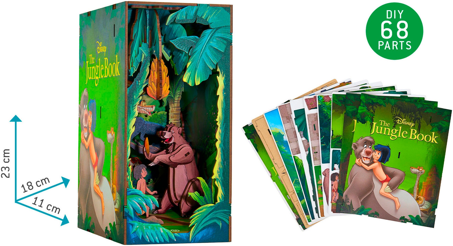 Revell® 3D-Puzzle »Book Nook, Tiny Adventures Disney Das Dschungelbuch«, Buchstütze; mit LED-Beleuchtung