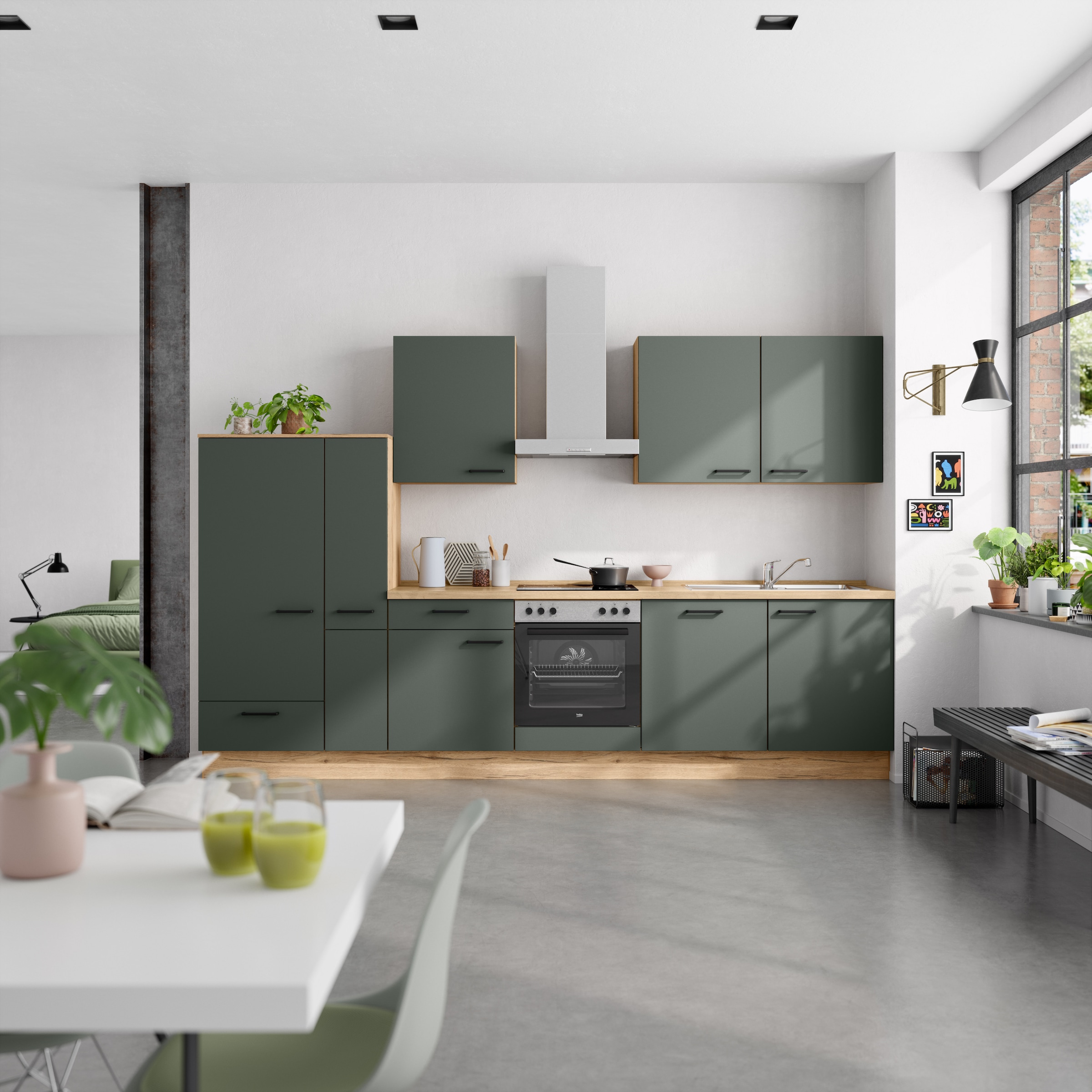 nobilia® Küchenzeile »"Easytouch I"«, vormontiert, Ausrichtung wählbar, Breite 330 cm, wahlw. mit E-Geräten
