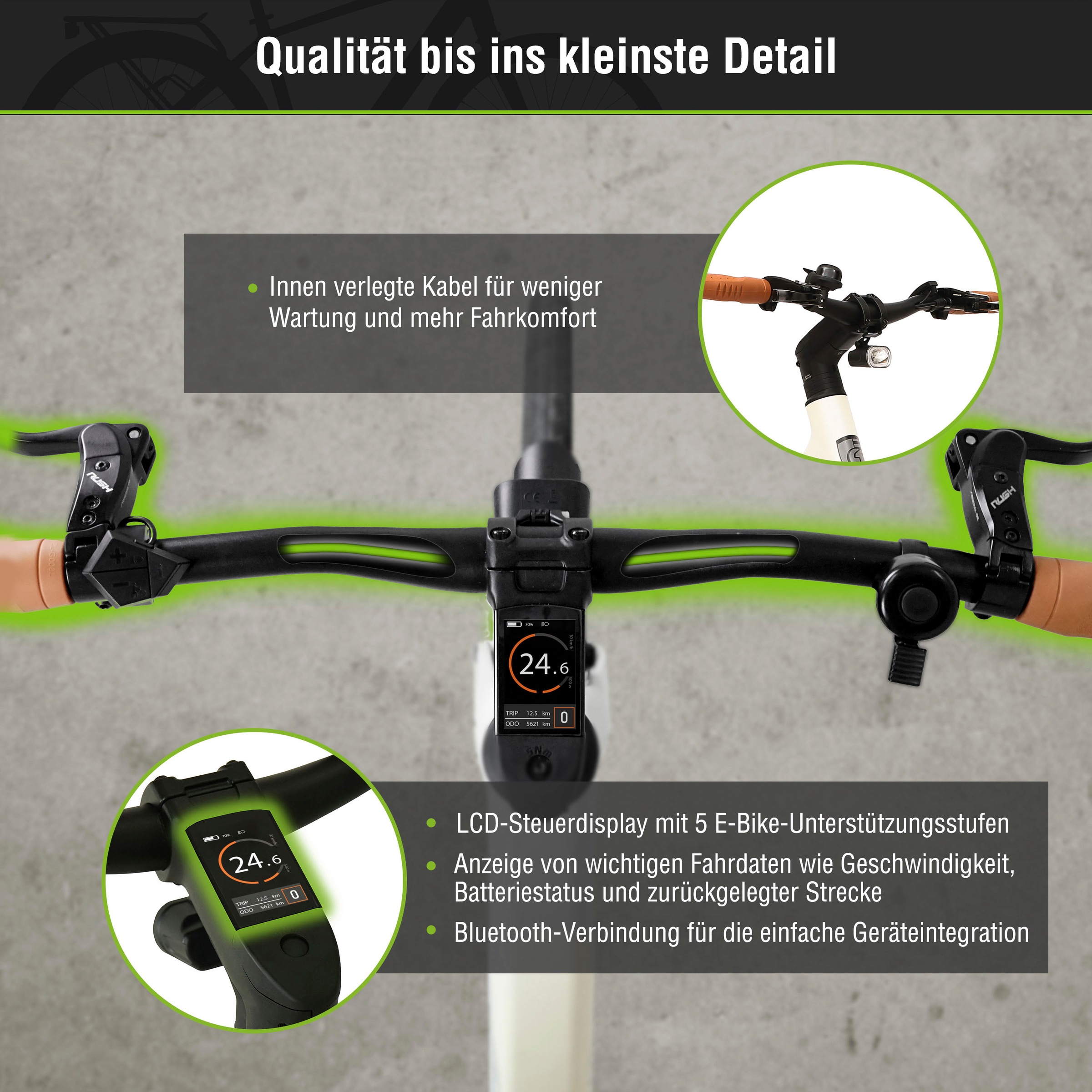 SachsenRad »C3M Roma II« 1 Gang ohne Schaltung Heckmotor 250 W ohne Gepäckträger und Schutzblech,  KI-Unterstützung, Riemenantrieb, Alarmanlage, leichte 16 kg