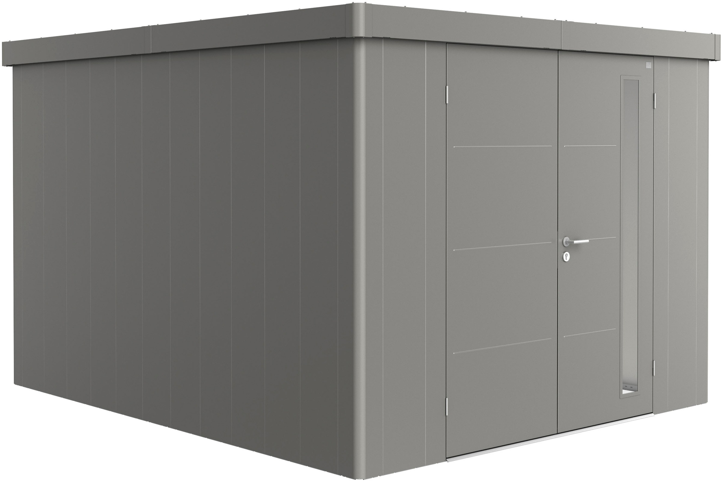 BIOHORT Gerätehaus »NEO Gr. 4C, verschiedene Farben« stylisches Gartenhaus mit Flachdach quarzgrau-metallic