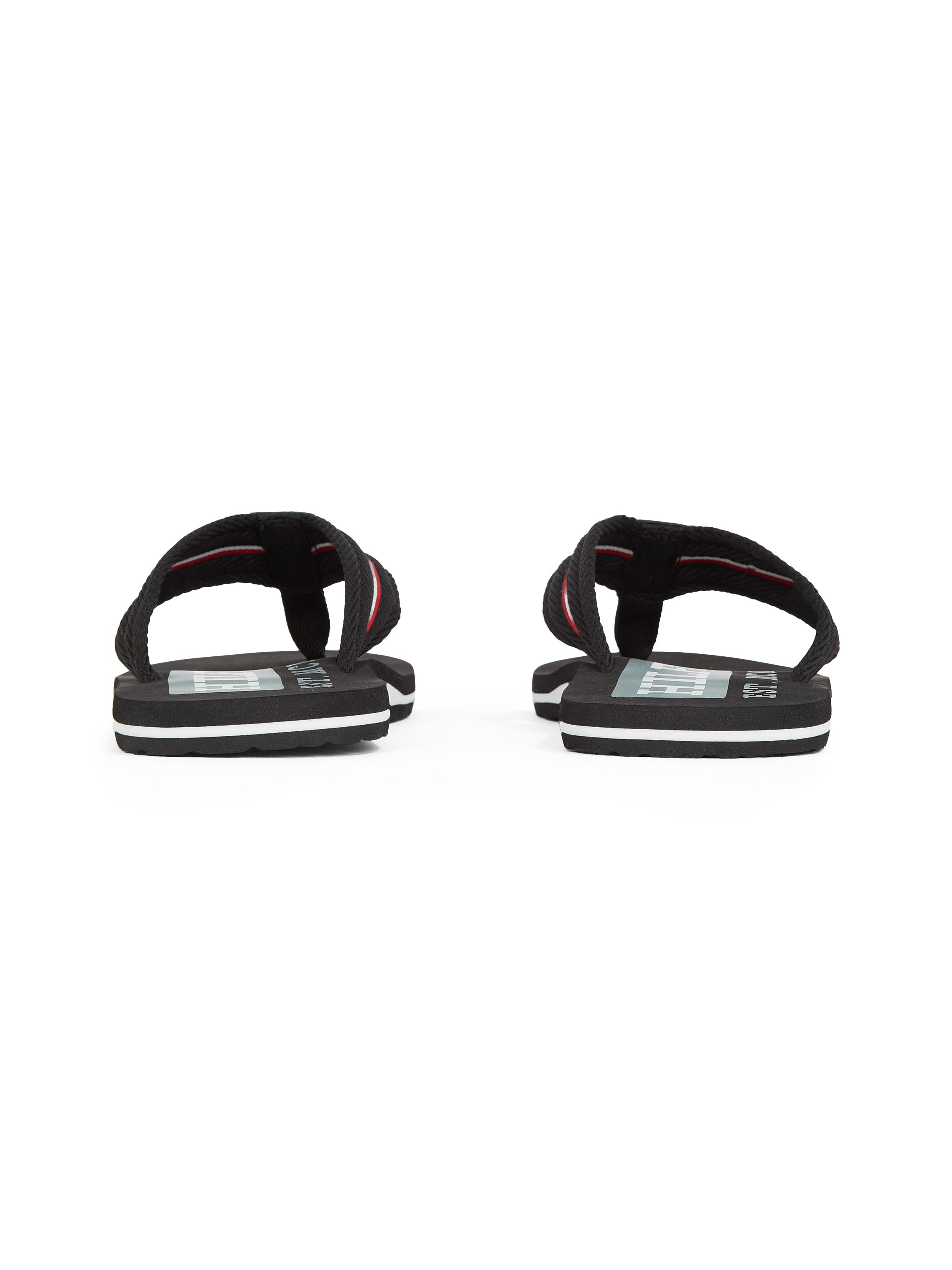 Tommy Hilfiger Zehentrenner »CORPORATE HILFIGER BEACH SANDAL«, Dianette, Sommerschuh, Flats, Bequemschuh mit Streifen