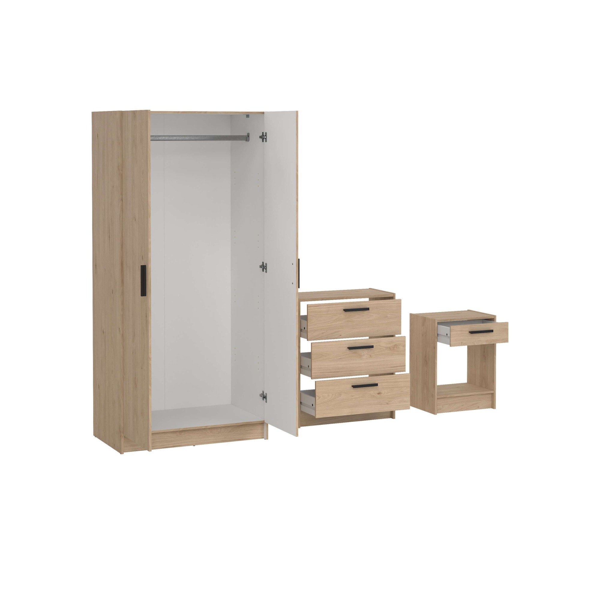 INOSIGN Schlafzimmer-Set »Escape für Schlafzimmer, Jugendzimmer«, (Set, 3 tlg.), bestehend aus Kleiderschrank, Kommode, Nachttisch