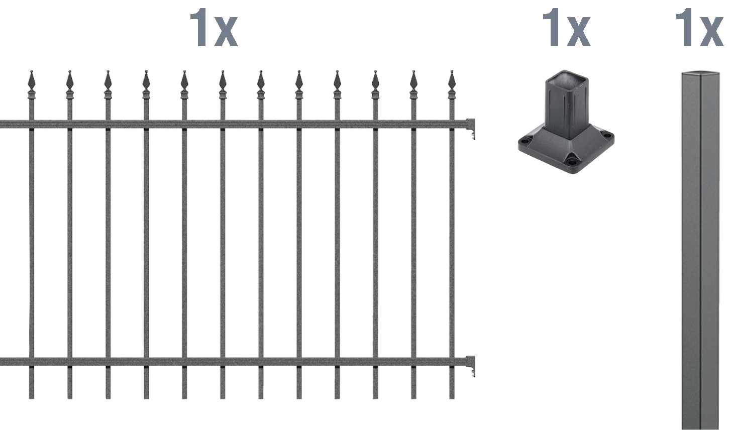 Alberts Metallzaun »Anbauset Chaussee«, Höhe: 100 und 120 cm, Breite: 200 cm, zum Aufschrauben