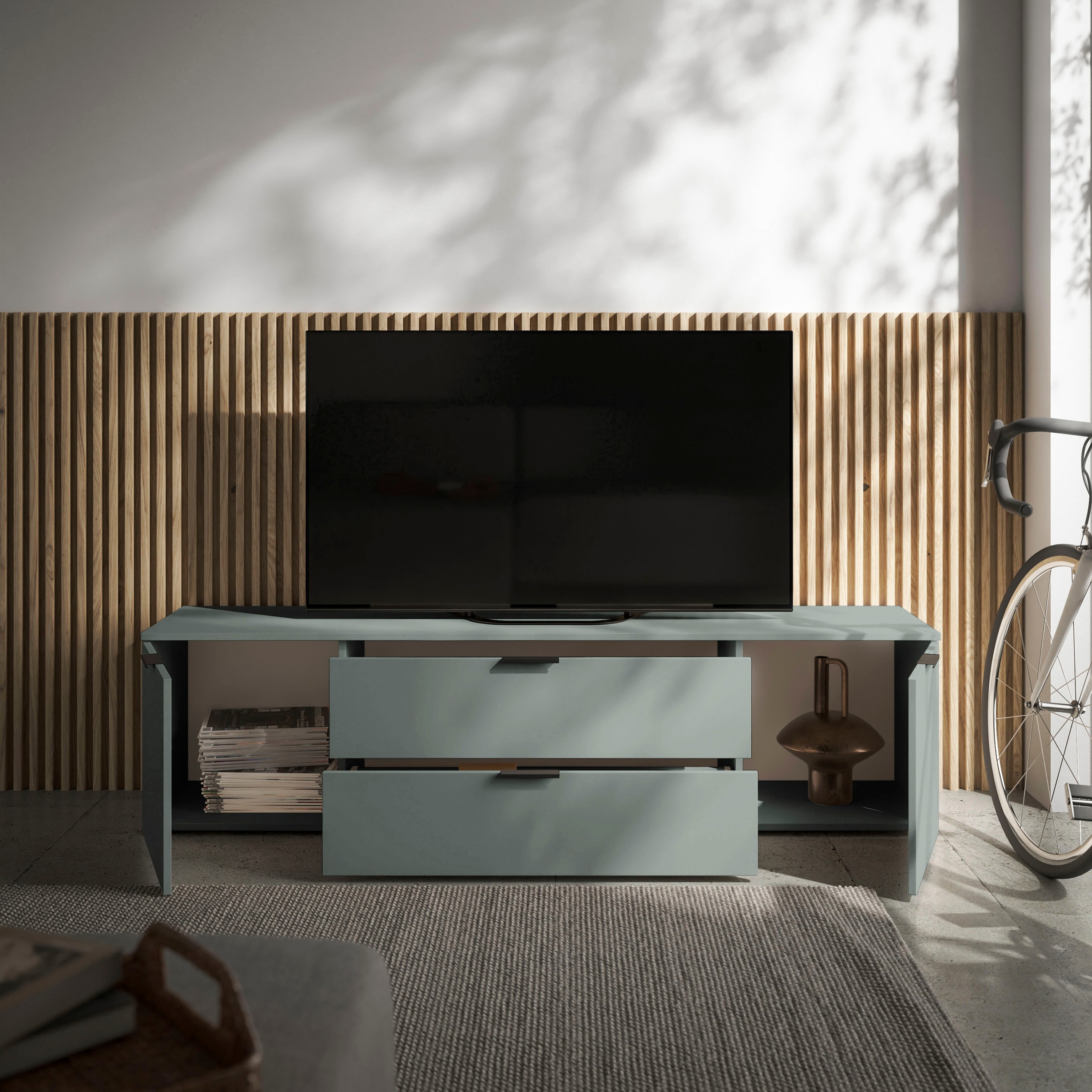 HBZ Lowboard »Linz TV-Unterschrank, BxHxT 180x47x40cm«, (1 St.), Breite 180cm,Lip-Griff, Melaminbeschichtung
