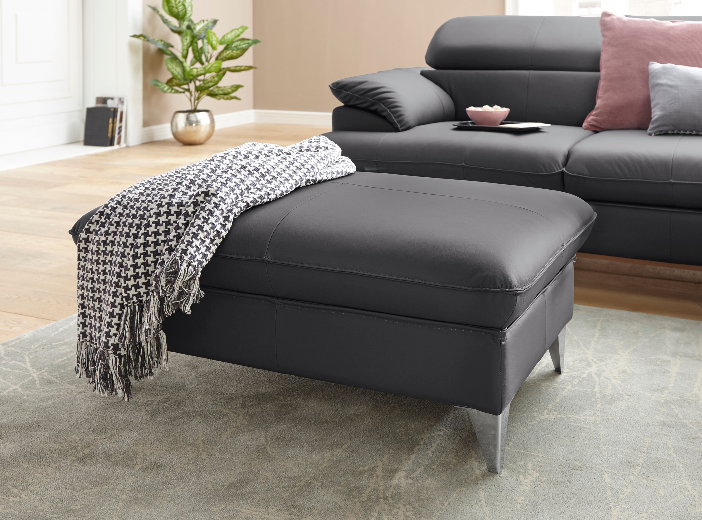 COTTA Polstergarnitur »Caluso L-Form«, (2 tlg.), Set bestehend aus: Ecksofa mit Kopfteilverstellung & Hocker
