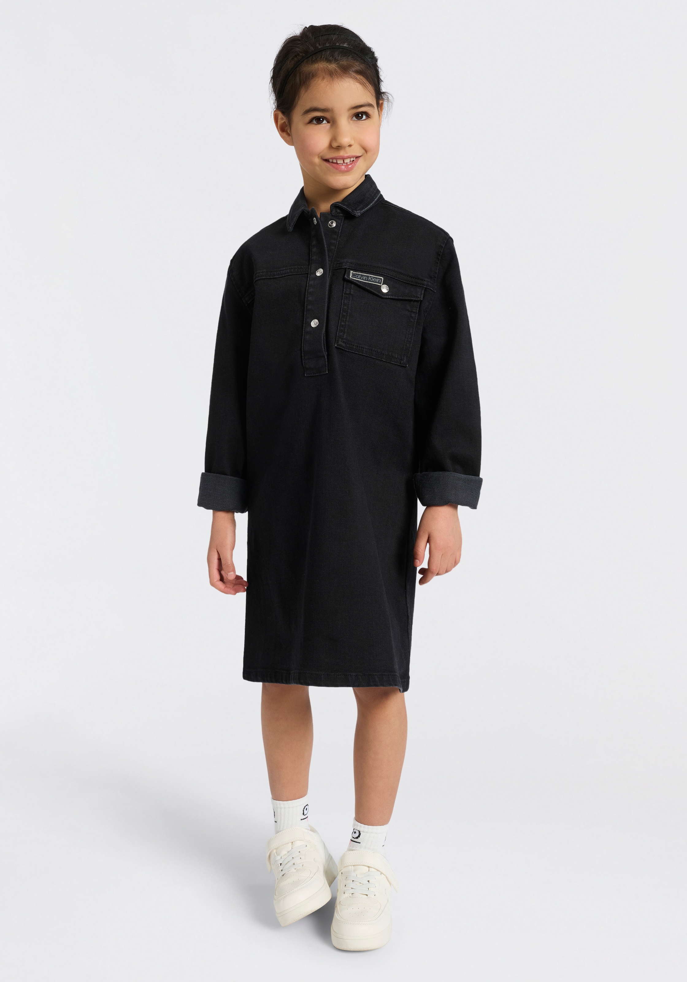 Calvin Klein Jeans Jeanskleid Brusttasche Regular fit, für Kinder bis 16 Jahre