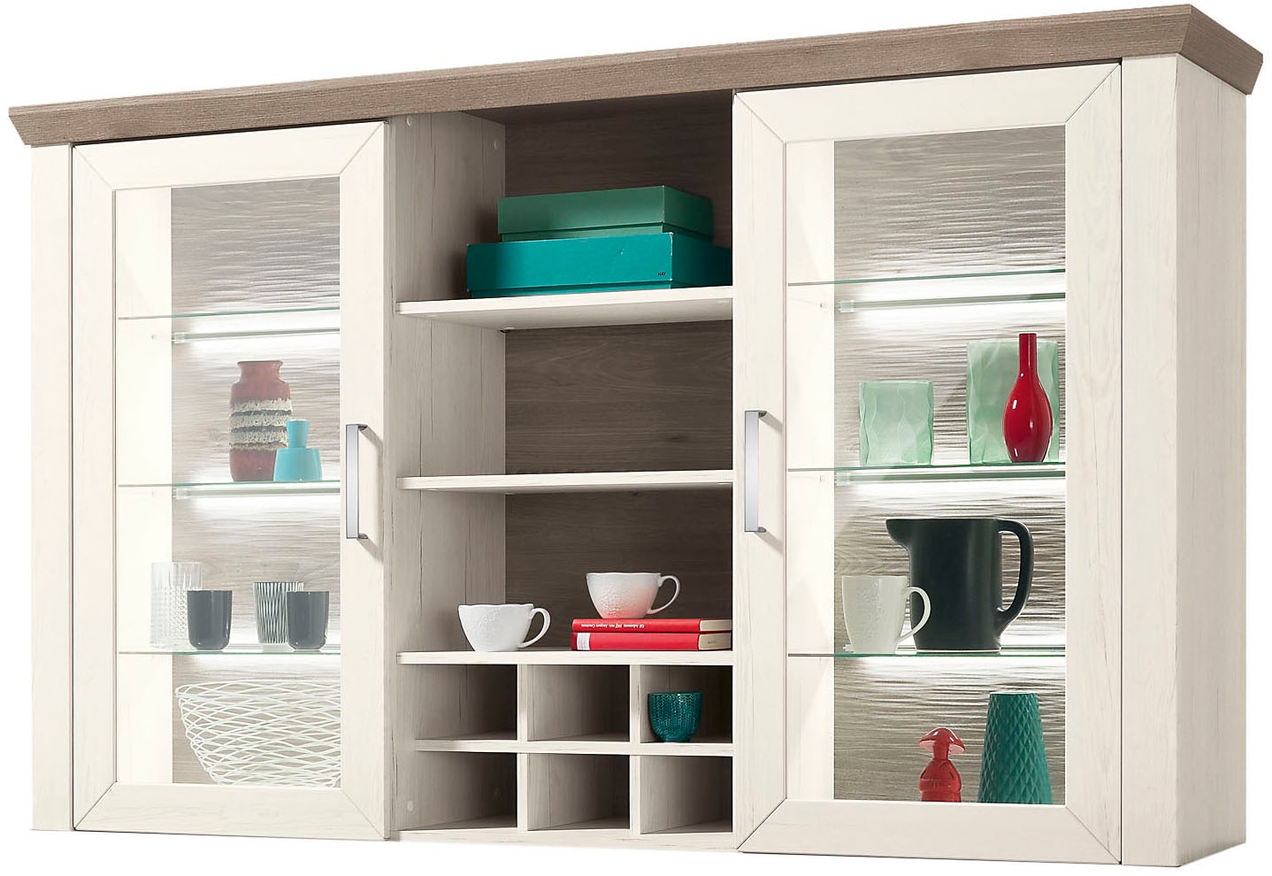 set one by Musterring Aufsatzschrank »York«, Typ 24, Glastüren und Flaschen günstig online kaufen