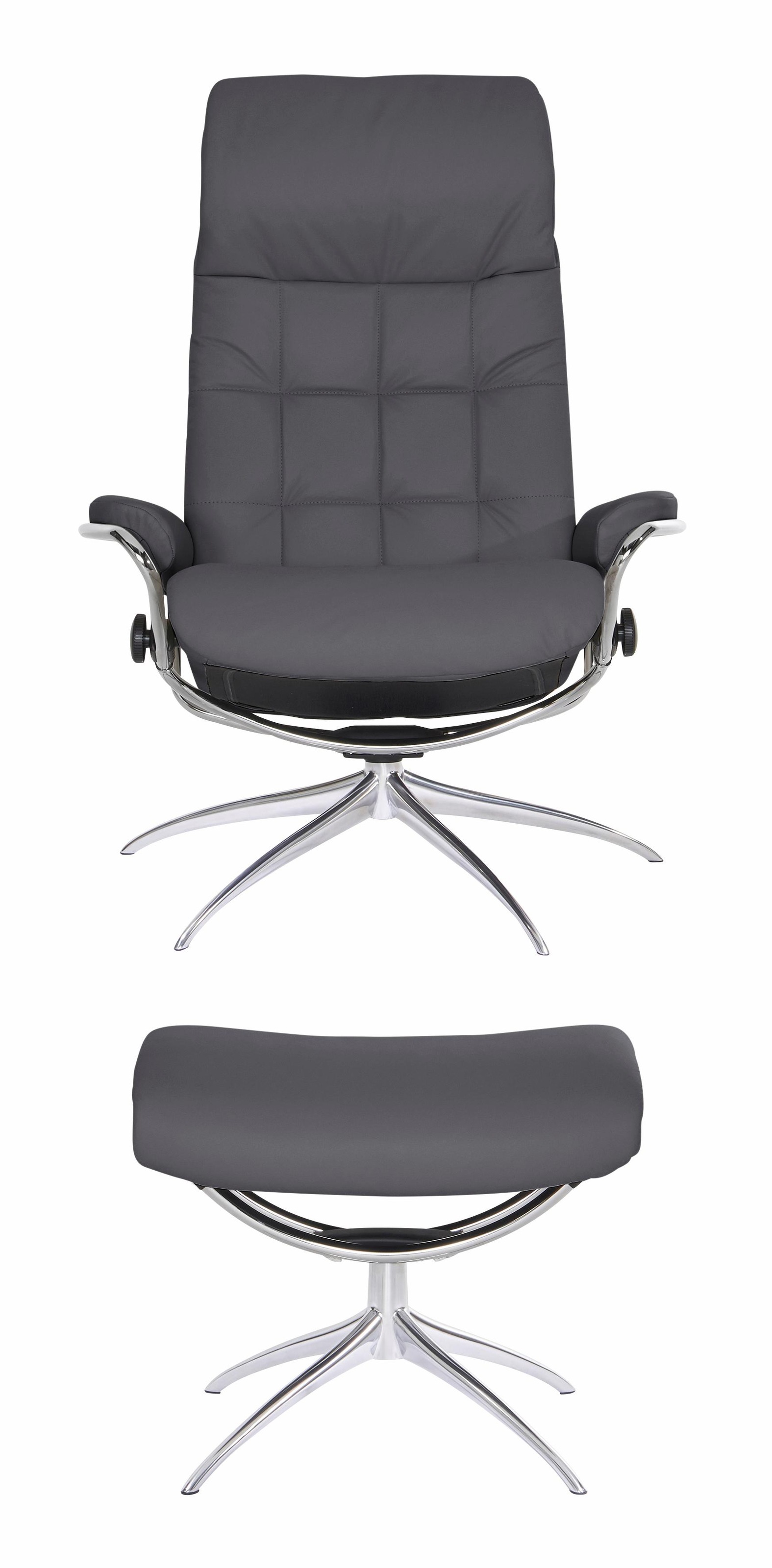 Stressless® Relaxsessel »London« Set, Relaxsessel mit Hocker,  mit Hocker, High Back, mit Star Base, Gestell Chrom