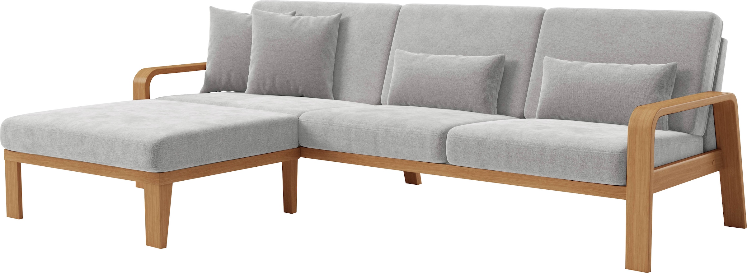 sit&more Ecksofa »Kolding L-Form«, Armlehnen aus eichefarbigem Buchenholz, verschiedene Bezüge und Farben