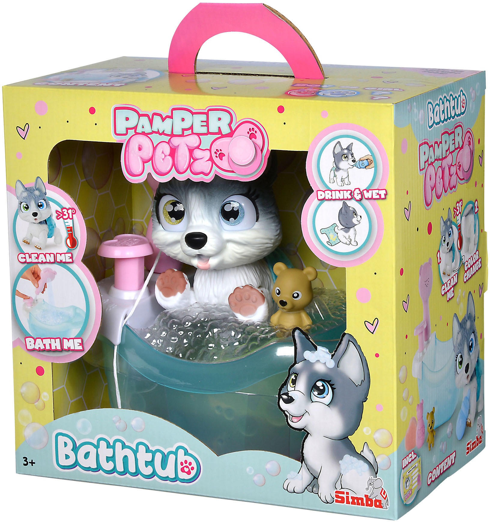 SIMBA Spielfigur »Pamper Petz Husky«, mit Badewanne
