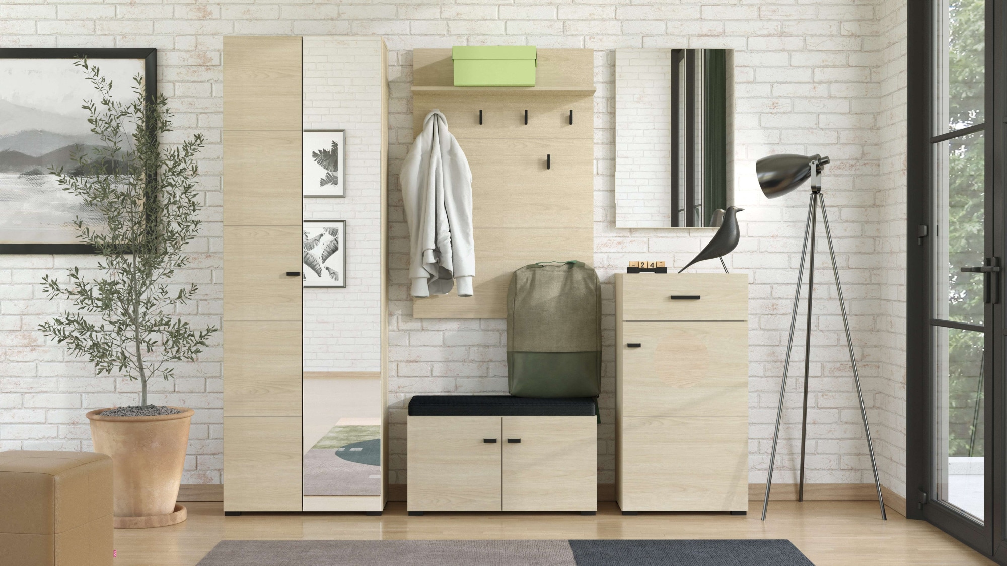 Home affaire Schuhbank »Rathlin, Schuhschrank, Schuhregal, Schuhtruhe, Schuhkommode, Sitzbank« mit abnehmbarem Sitzkissen, zwei Türen (dahinter zwei Fächer)