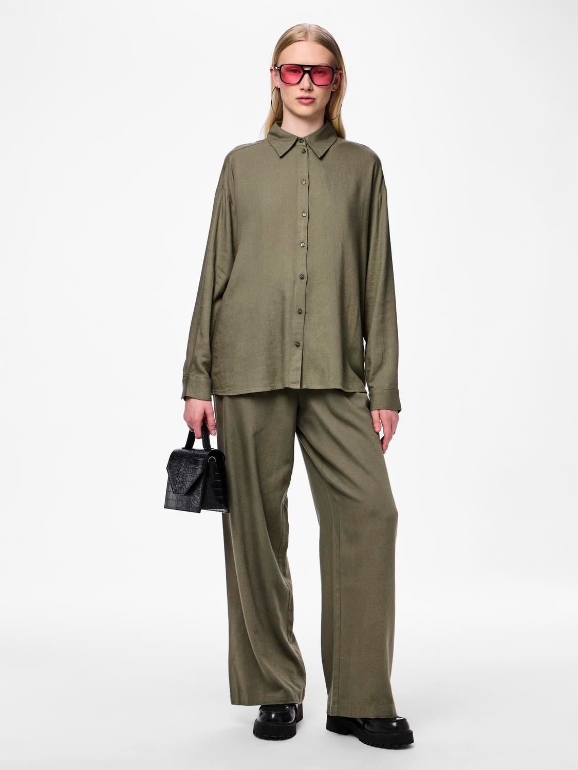 pieces Hemdbluse »PCPIA LS LOOSE SHIRT WVN NOOS«