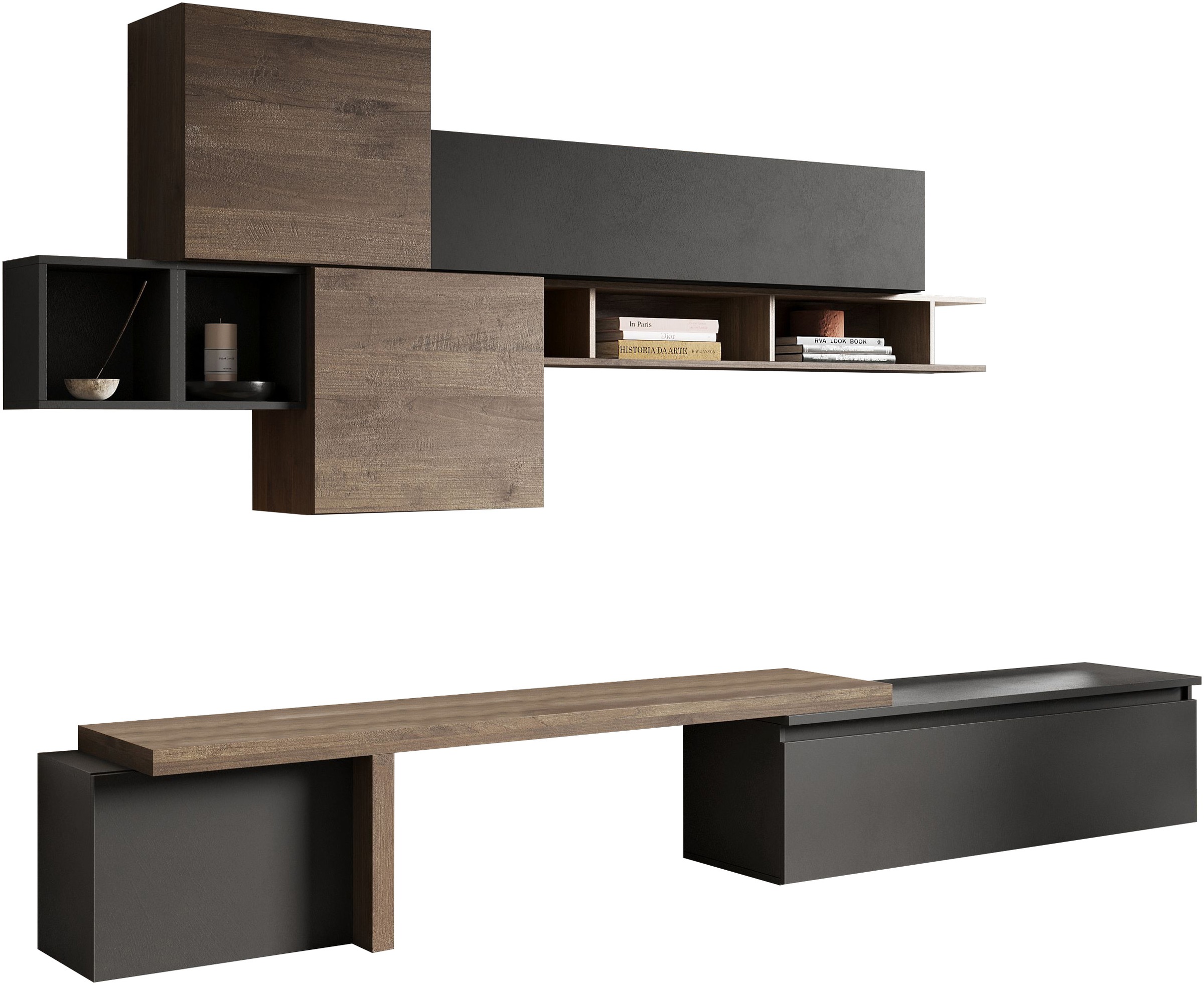 INOSIGN Wohnwand »INFINITY, 8tlg. Breite 330 cm, Höhe variabel (Lowboard, T günstig online kaufen