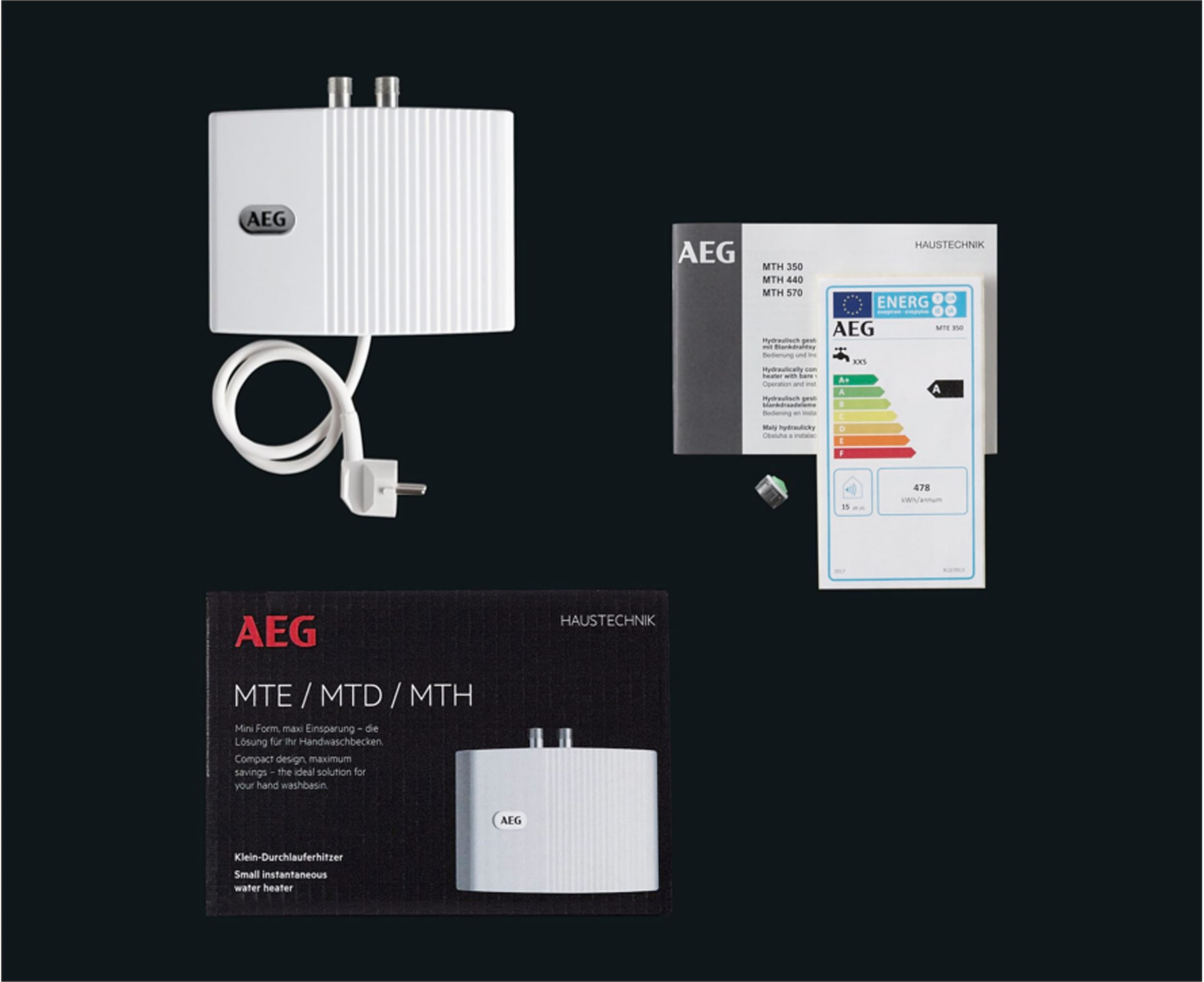 AEG Haustechnik Klein-Durchlauferhitzer »MTE 350«, für Handwaschbecken, 3,5 kW, elektronisch