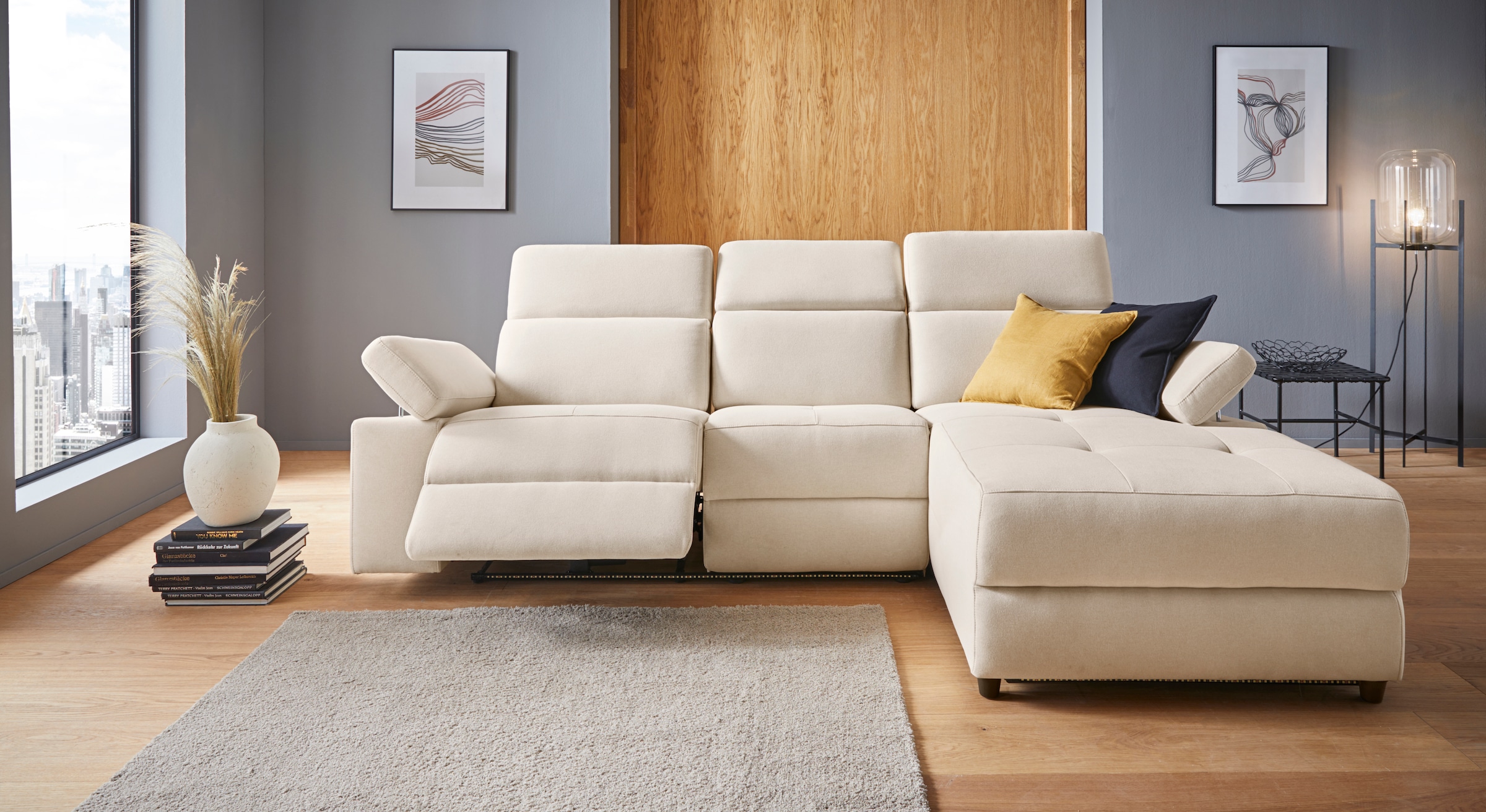 PLACES OF STYLE Ecksofa »Kilado, L-Form,« mit Relaxfunktion, verstellbarer Armlehne, Kopfteilverstellung