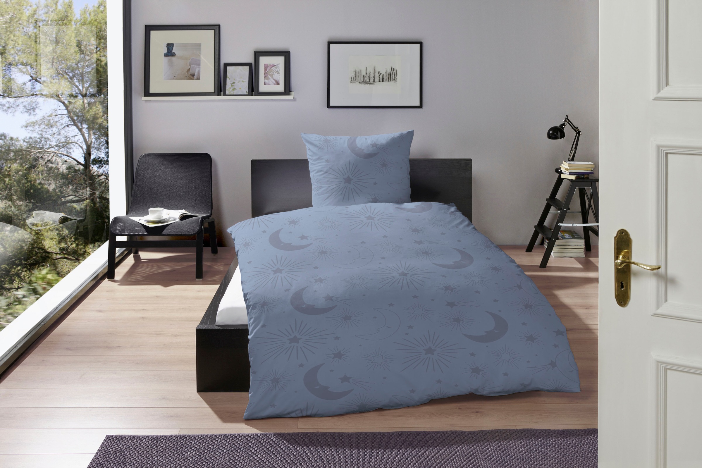 Primera Bettwäsche »Biber Bettwäsche "Mond"« 2 Stk. tlg. Mit beruhigenden B günstig online kaufen