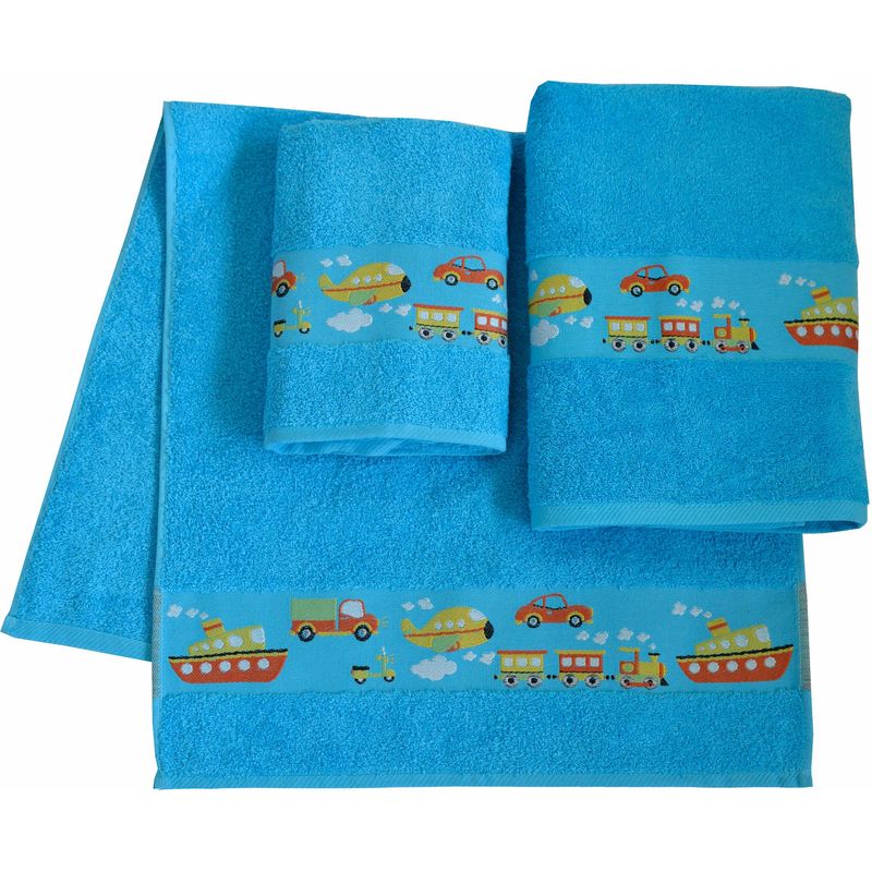 DYCKHOFF Handtuch Set »Auto« Set 3 Stk. Walkfrottee Auto Motiven; 2 Handtücher (50x100cm), 1 Duschtuch (70x140cm) blau Obermaterial: 100% Baumwolle