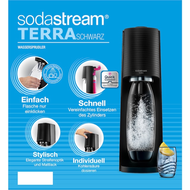 Kunststoff-Flasche »TERRA«, Wassersprudler CQC, 1x spülmaschinenfeste Rechnung 1x CO2-Zylinder bestellen 1L inkl. auf SodaStream