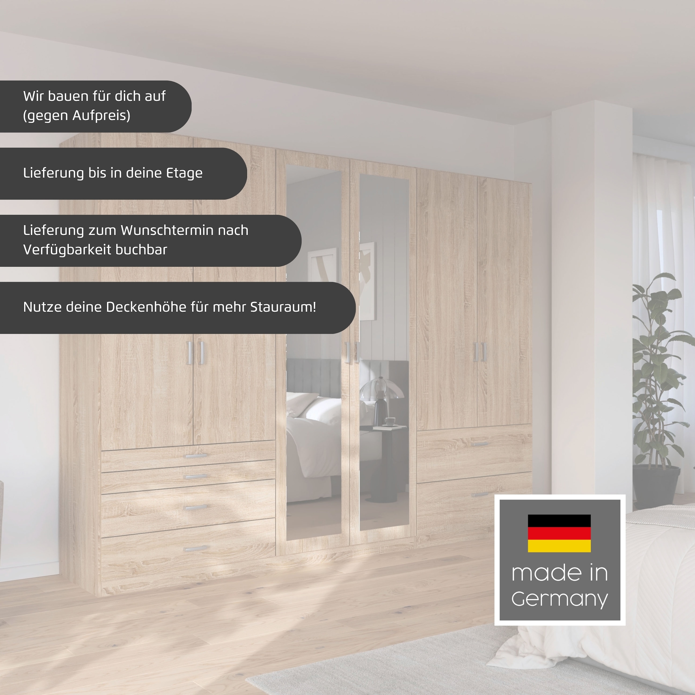 rauch Kleiderschrank »Kleiderschrank Schrank Garderobe Wäscheschrank WILDBERG« Breiten 226/271 cm, Höhen 210/229 cm,  mit 6 Schubladen, obere Schublade mit Holz-Einteilung MADE IN GERMANY