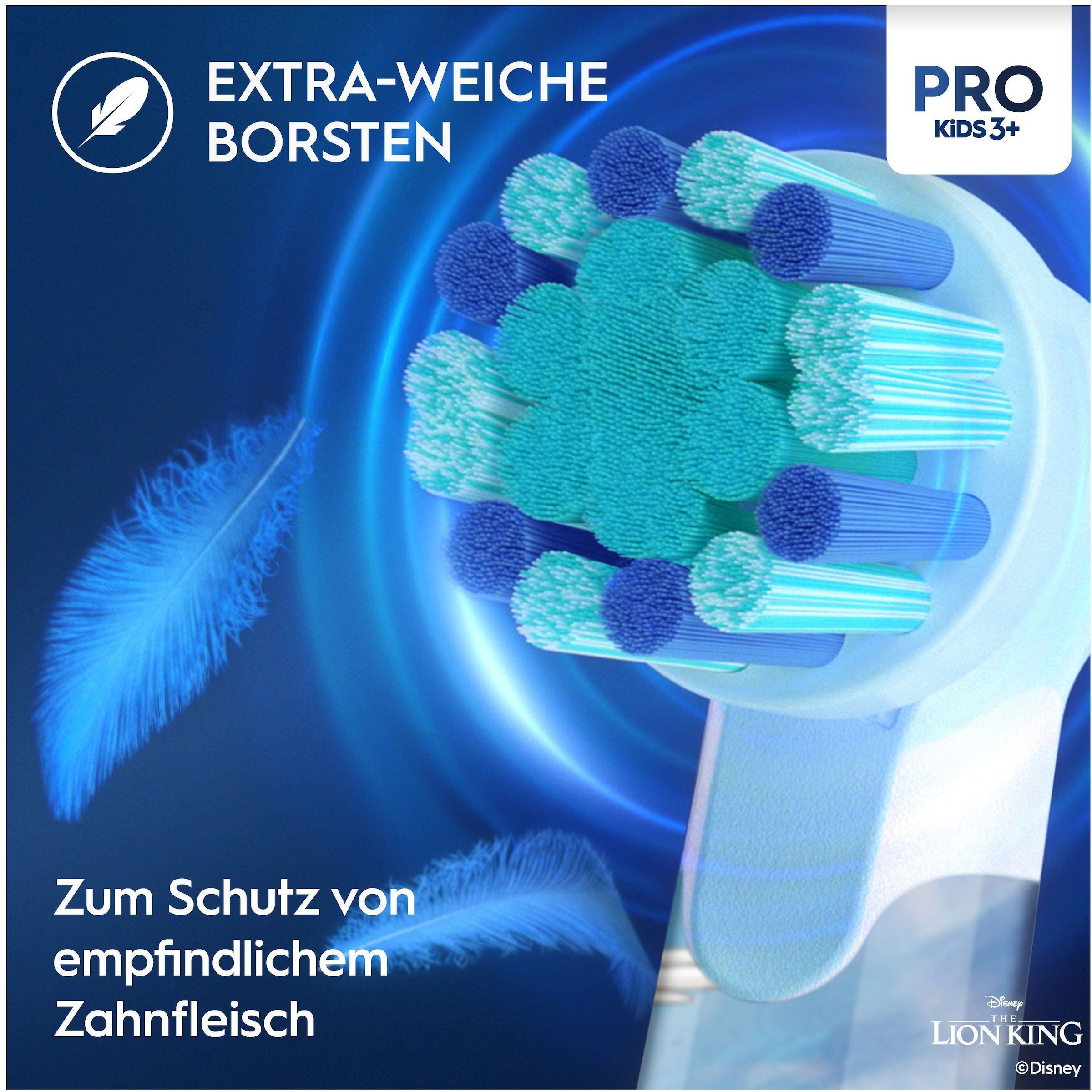 Oral-B Elektrische Kinderzahnbürste »Pro Kids König der Löwen«, 1 St. Aufsteckbürsten, inklusive Sensitiv+ Modus für Zahnpflege, extra weiche Borsten