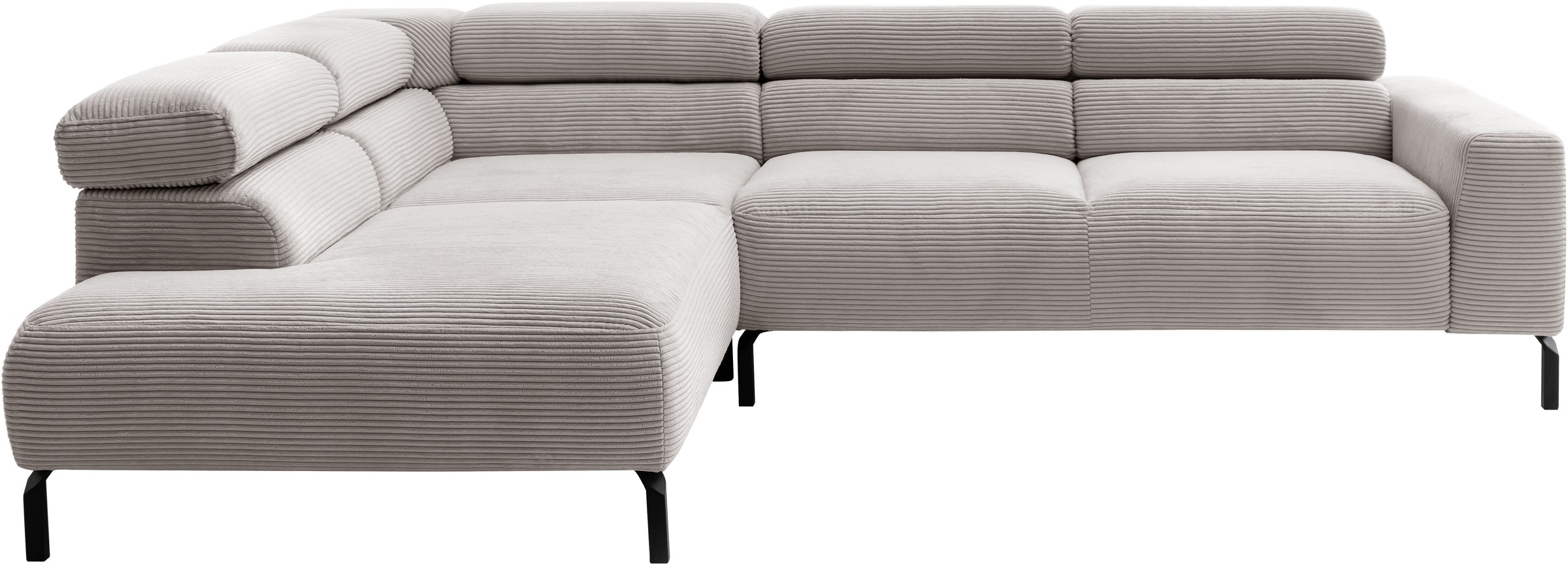 Places of Style Ecksofa »Antonelli, L-Form, inkl. Kopfteilverstellung, Breite 276 cm«, ohne Sitztiefenverstellung, in Cord, taupe