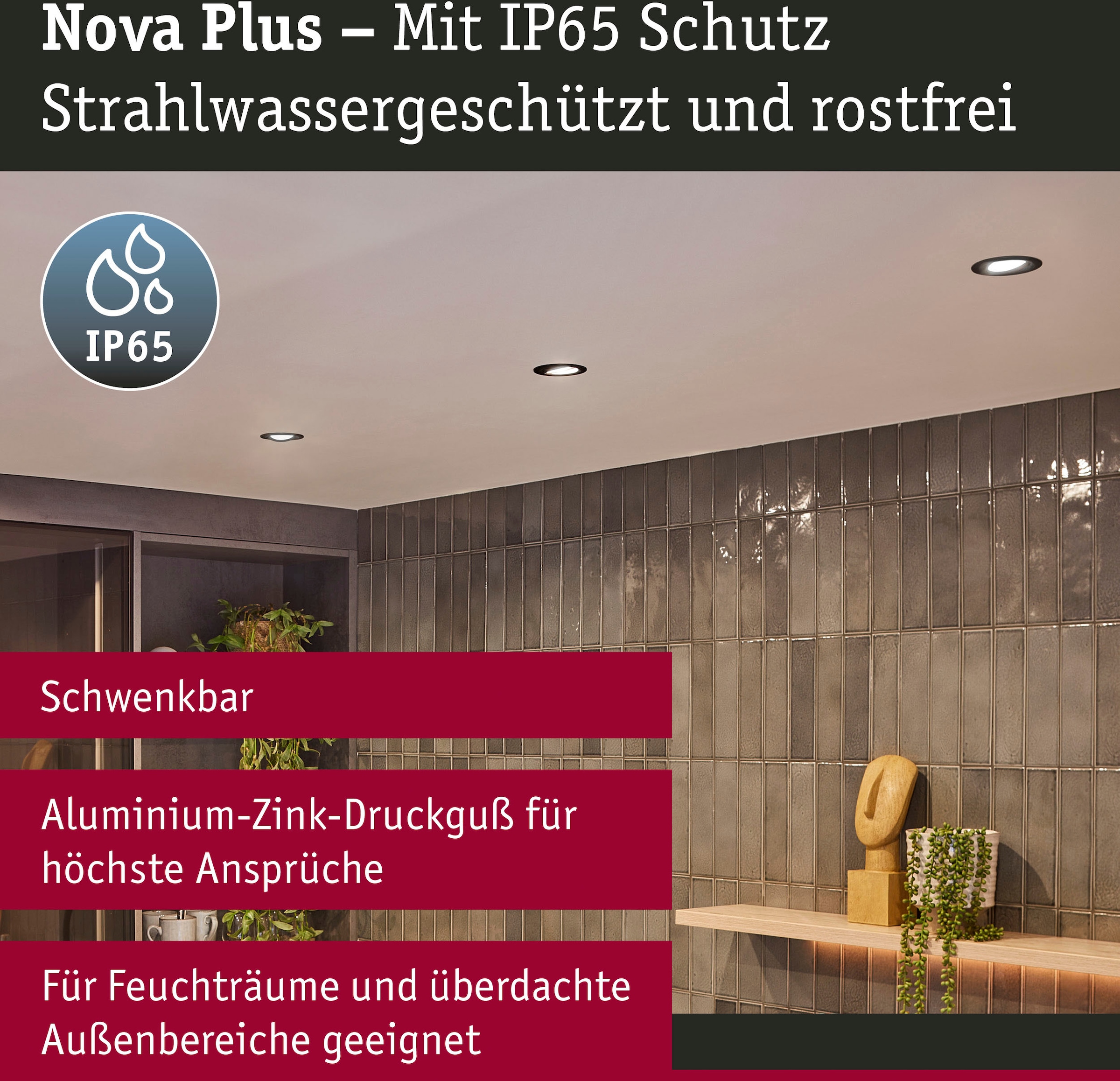 1 2700K Schwarz online »Nova 1x6W flammig-flammig bestellen 470lm matt/Alu«, Einbauleuchte Plus LED Paulmann